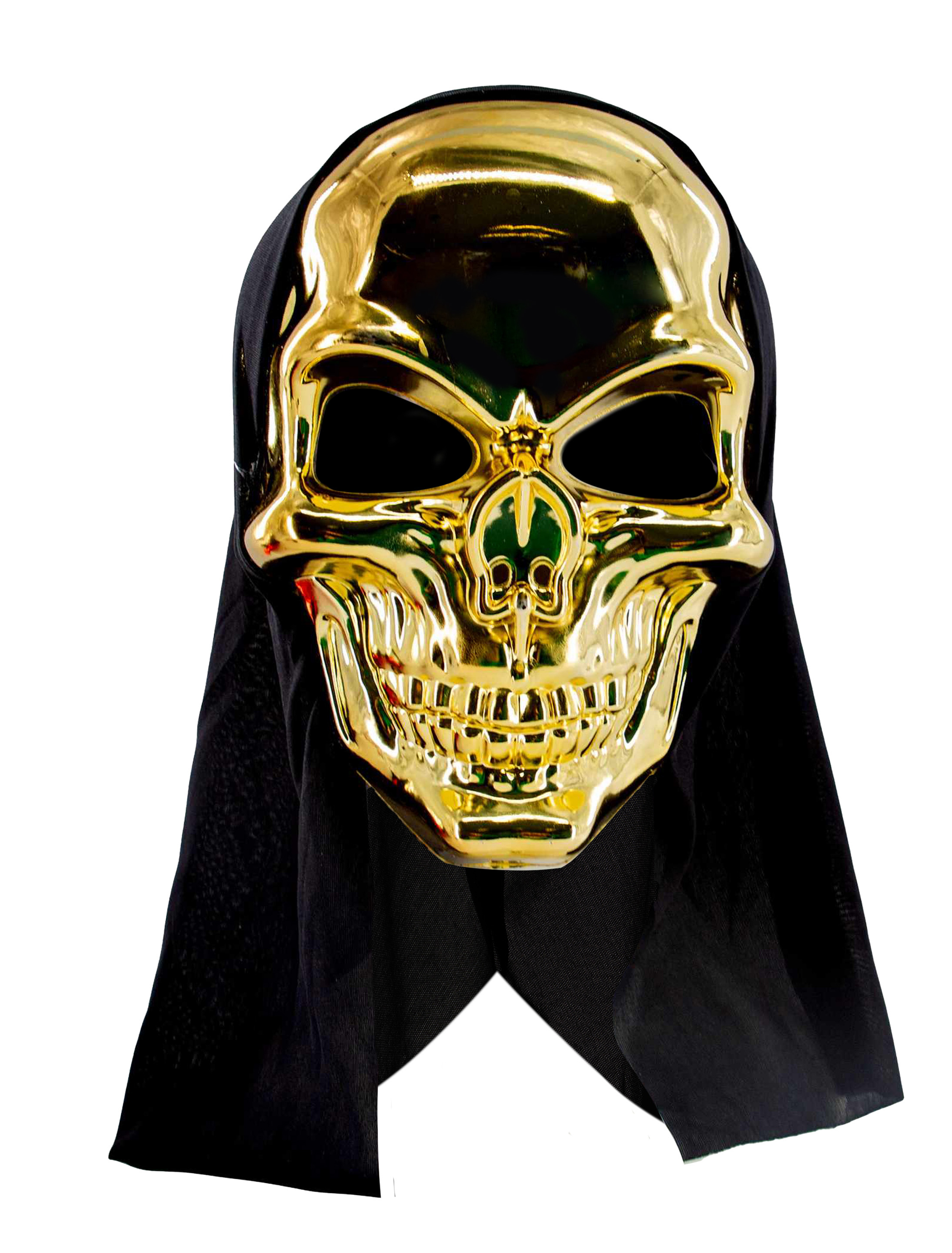 Maske Totenkopf mit Haube gold