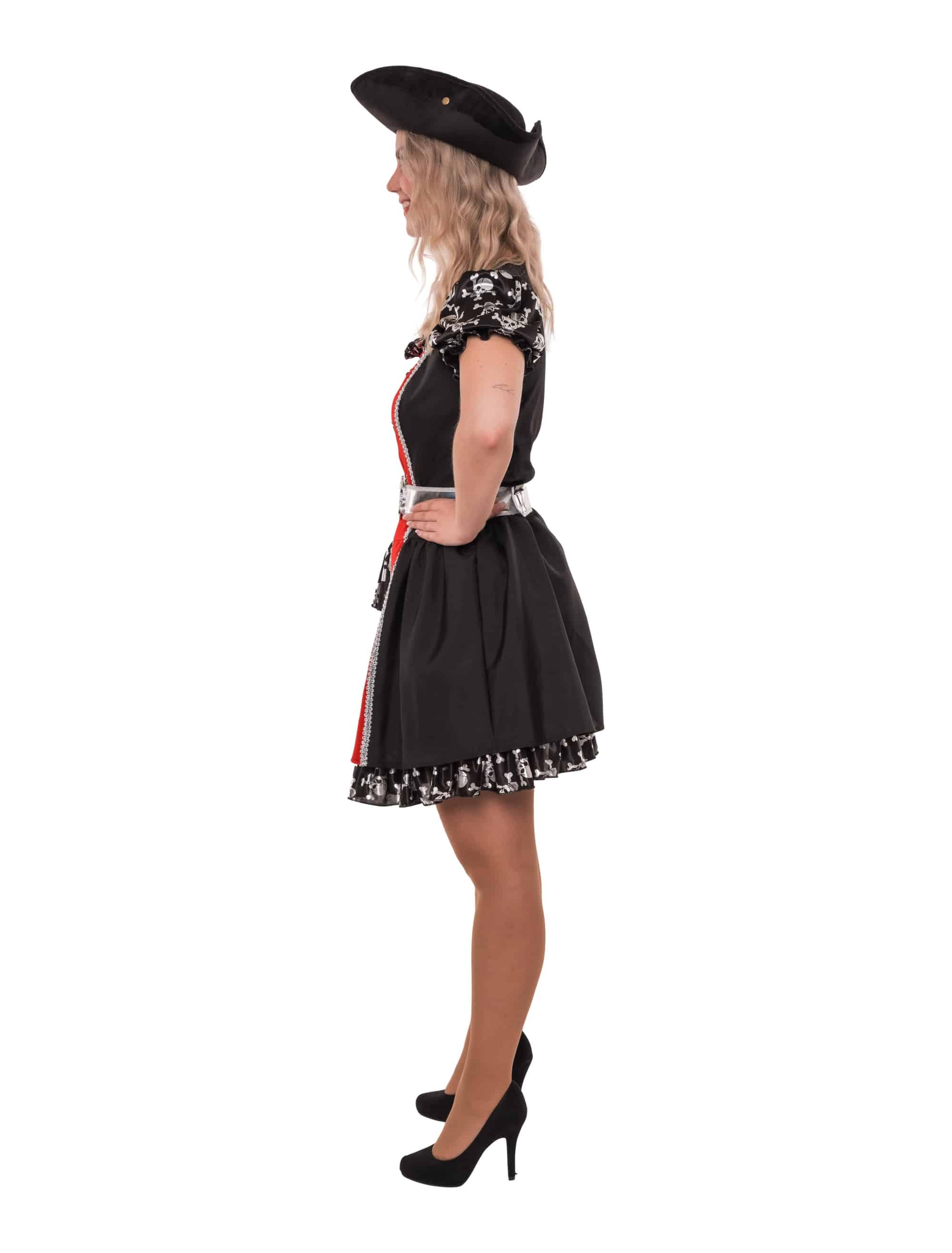 Kleid Piratin 2-tlg. schwarz/rot S/M