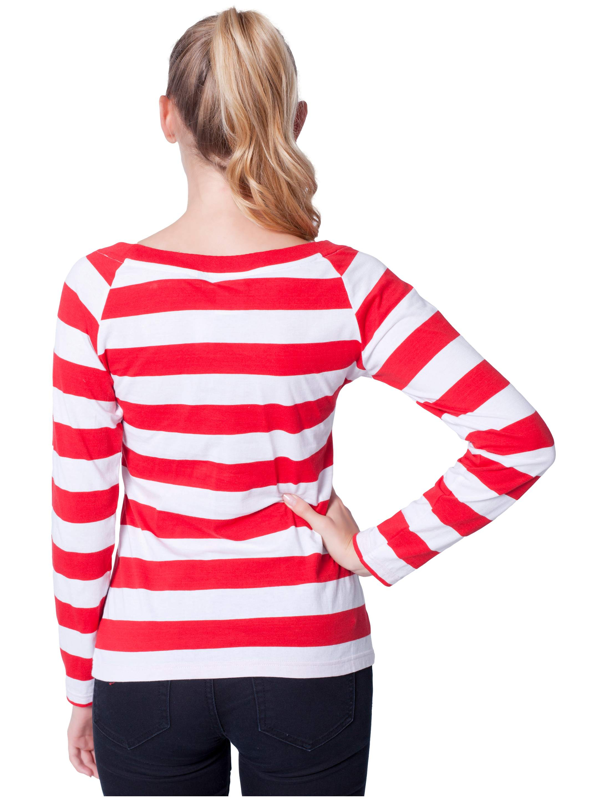 Lady-Ringelshirt kurzarm Damen rot/weiß 2XL