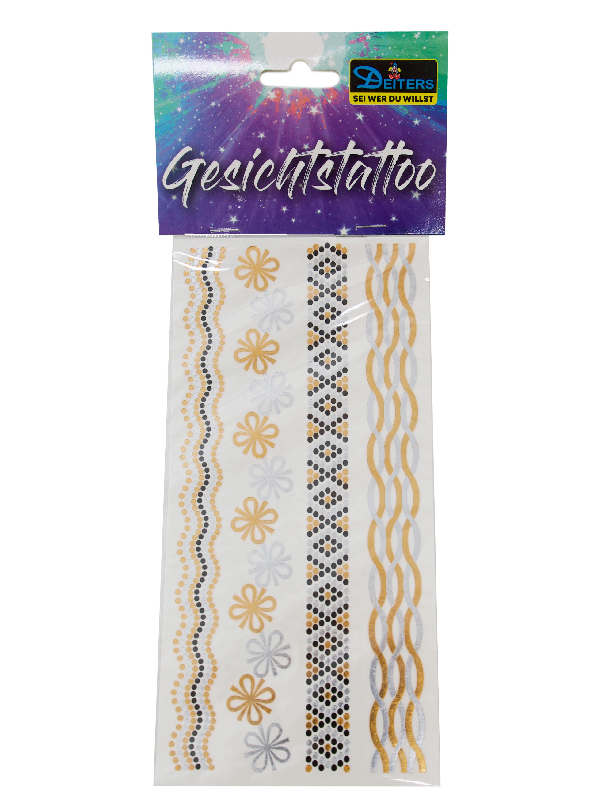 Tattoo Wellenmuster Metallic gold/silber