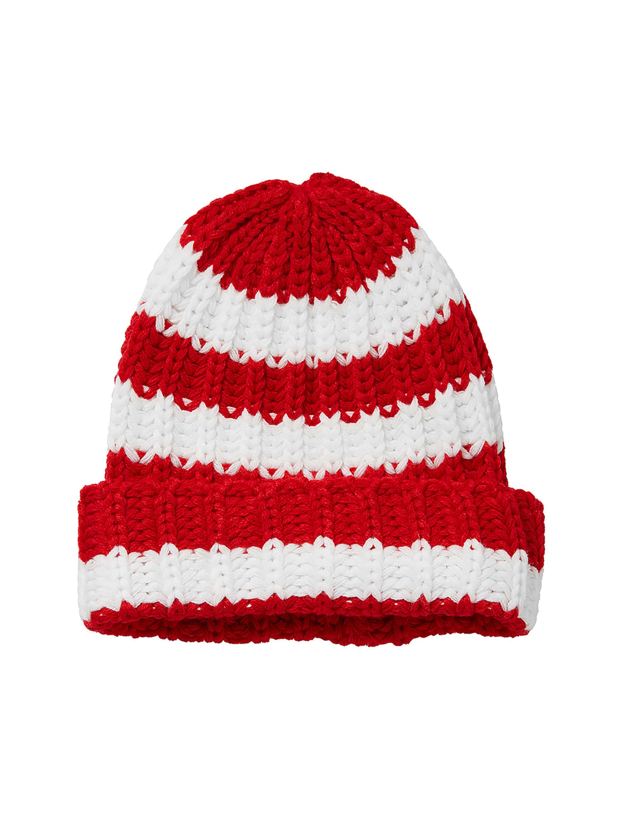 Strickmütze rot/weiß one size