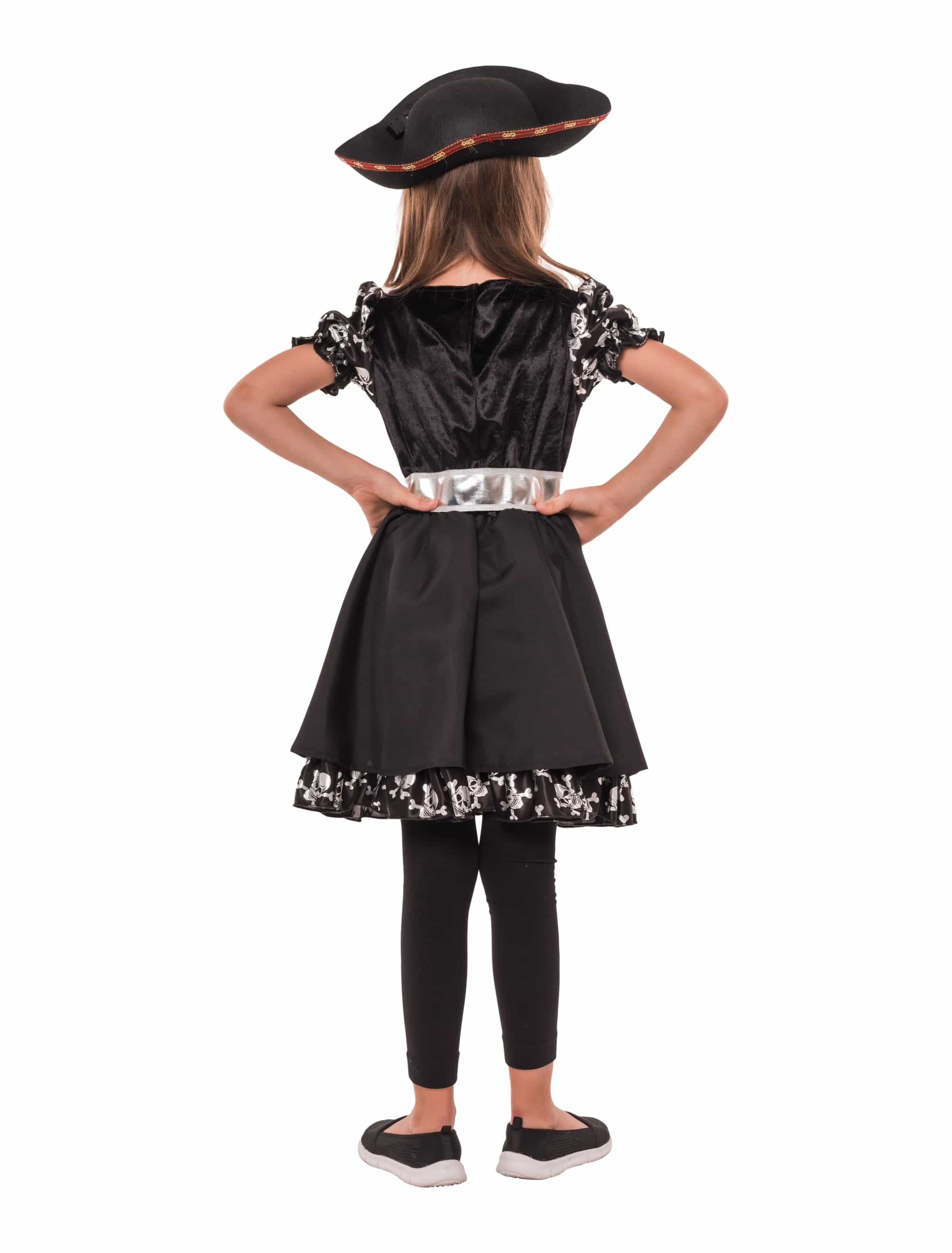 Kleid Piratin 2-tlg. Kinder schwarz/rot 4-6 Jahre