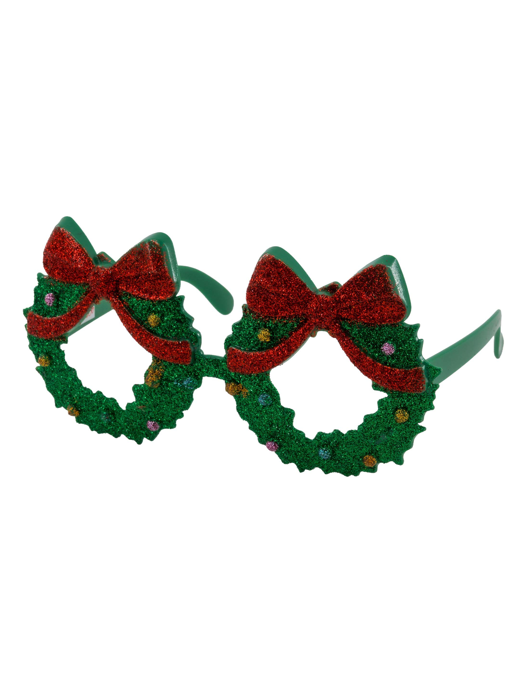 Brille Weihnachtskranz mit Schleifen rot/grün