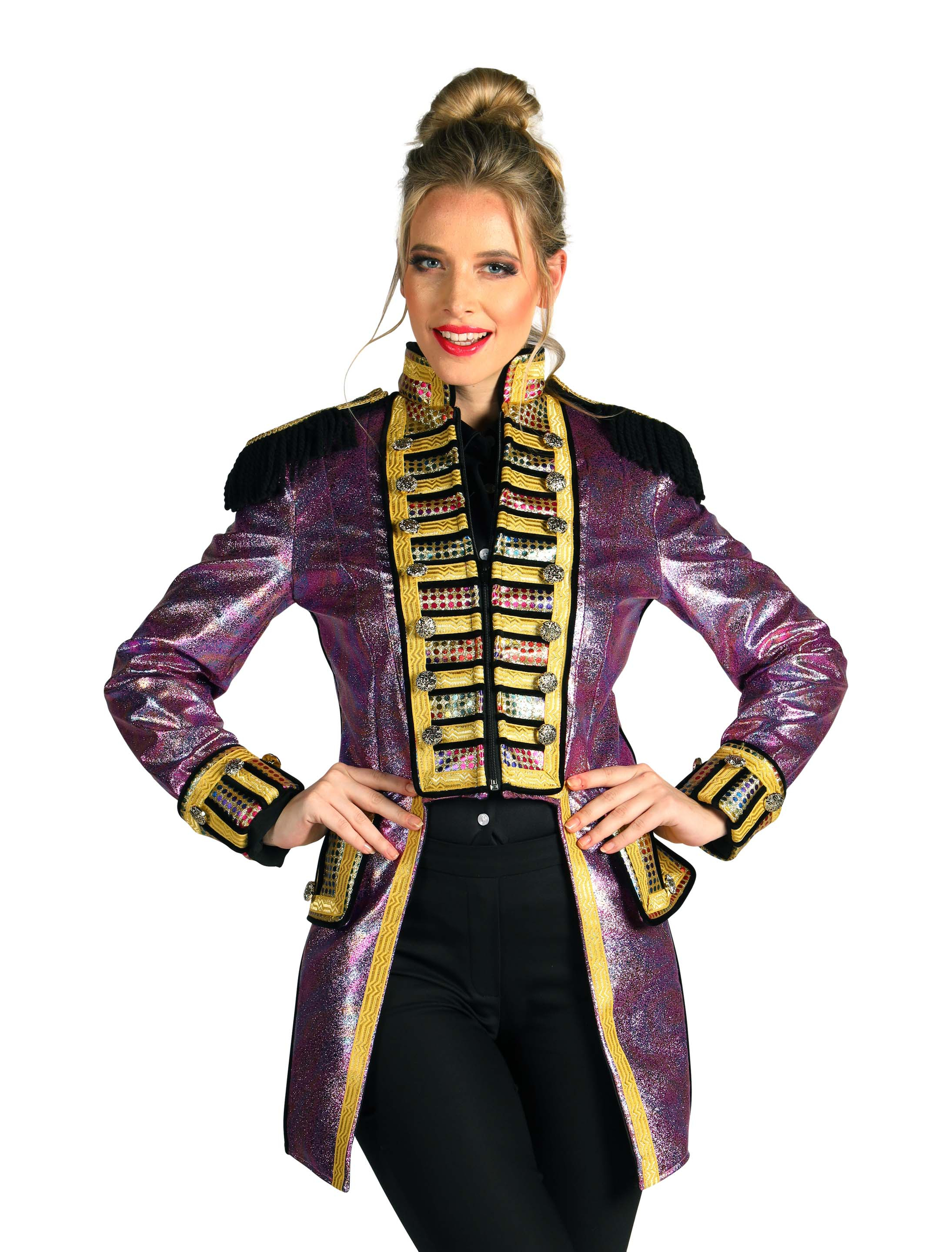 Jacke Zirkusdirektorin metallic Damen lila XS