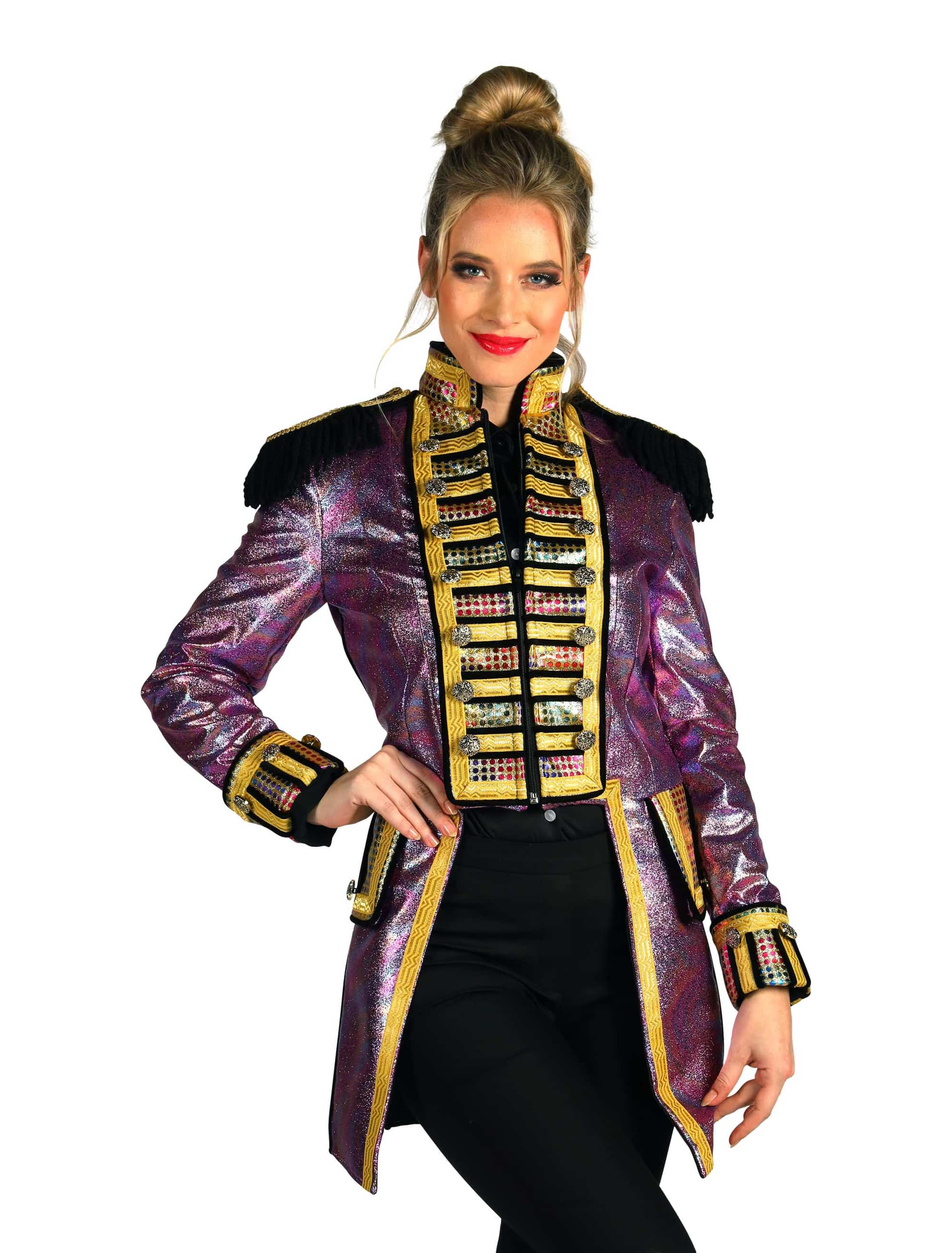 Jacke Zirkusdirektorin metallic Damen lila XS