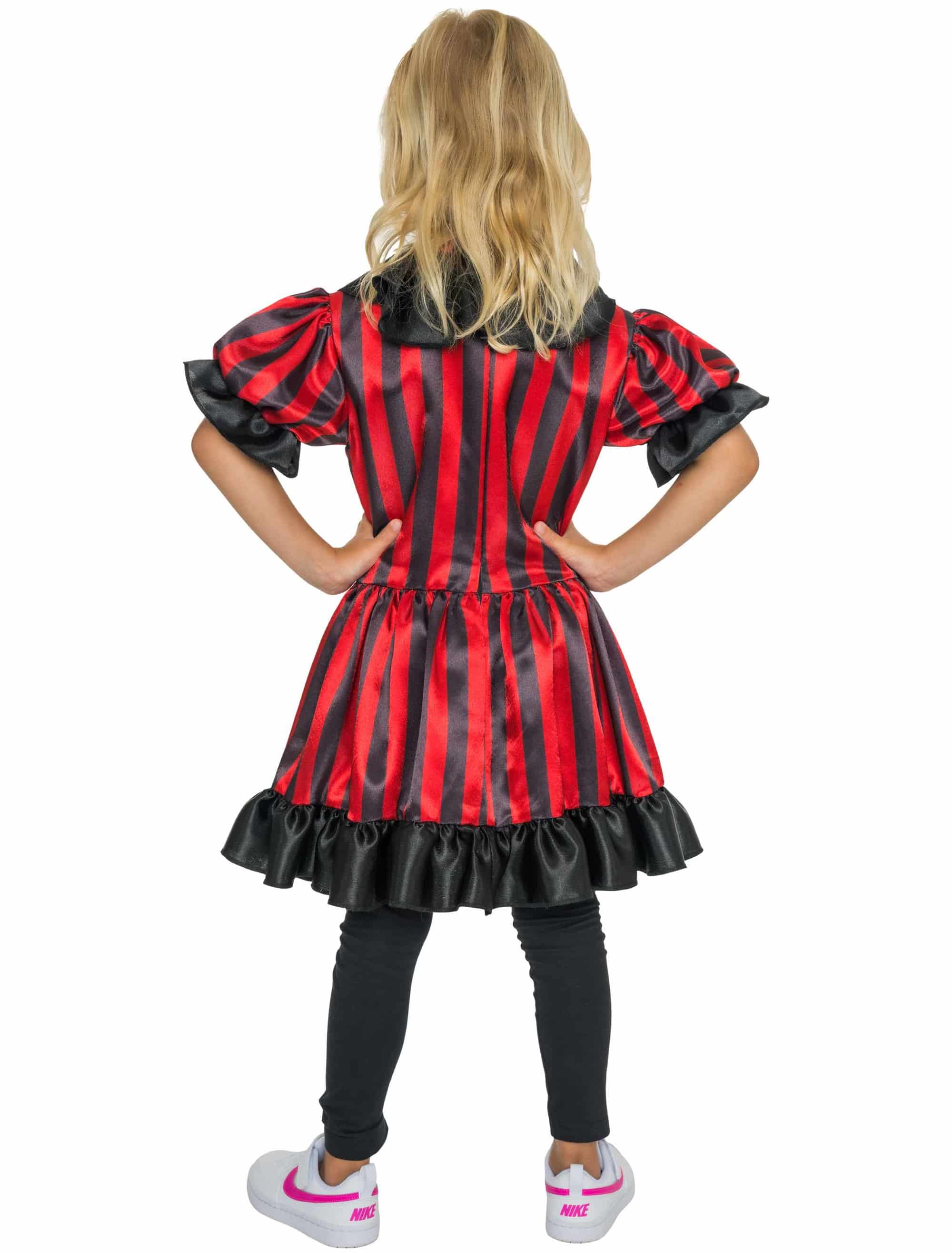 Kleid Gruselclown Kinder rot/schwarz 152