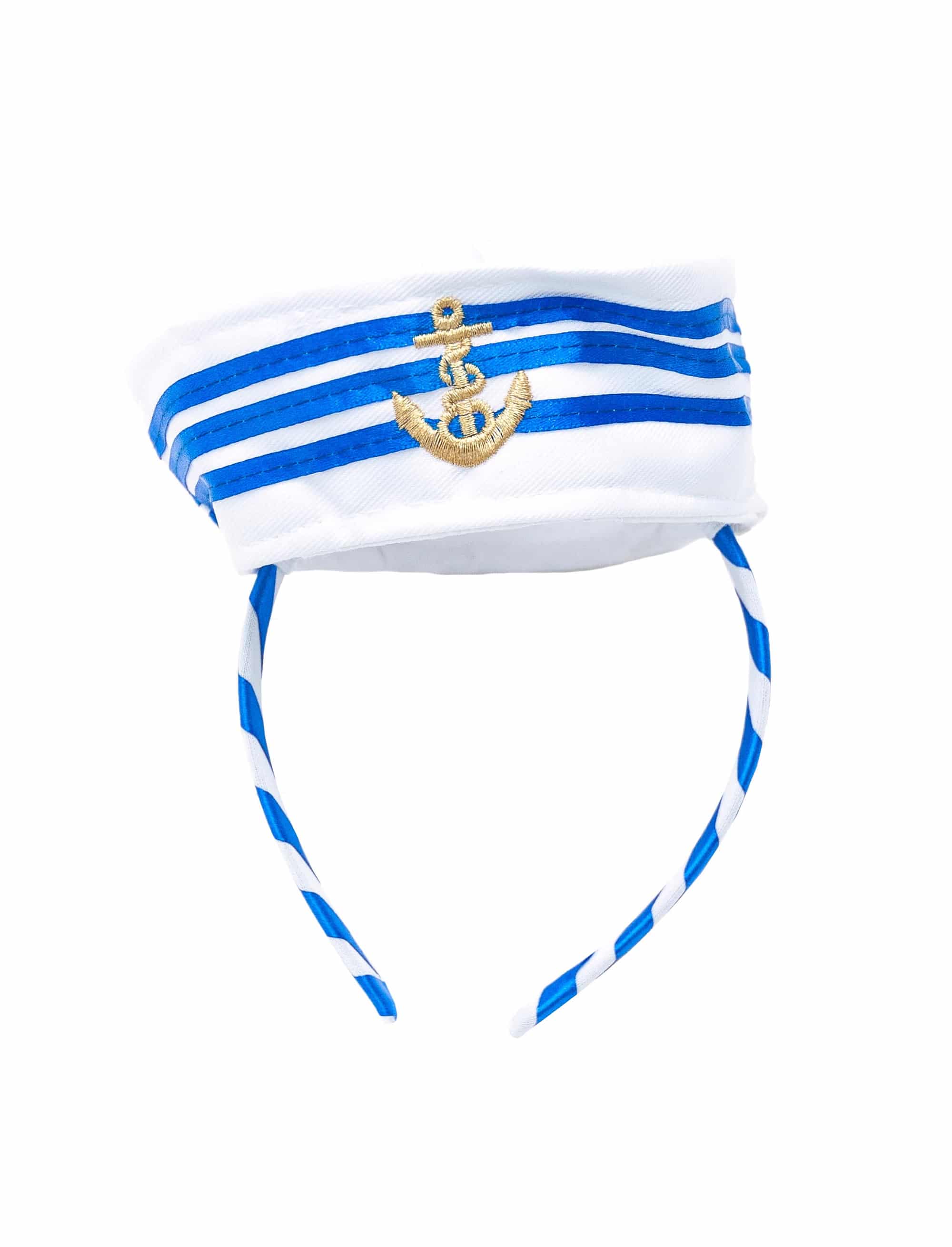 Haarreif Mini Mütze Matrosin blau/weiß
