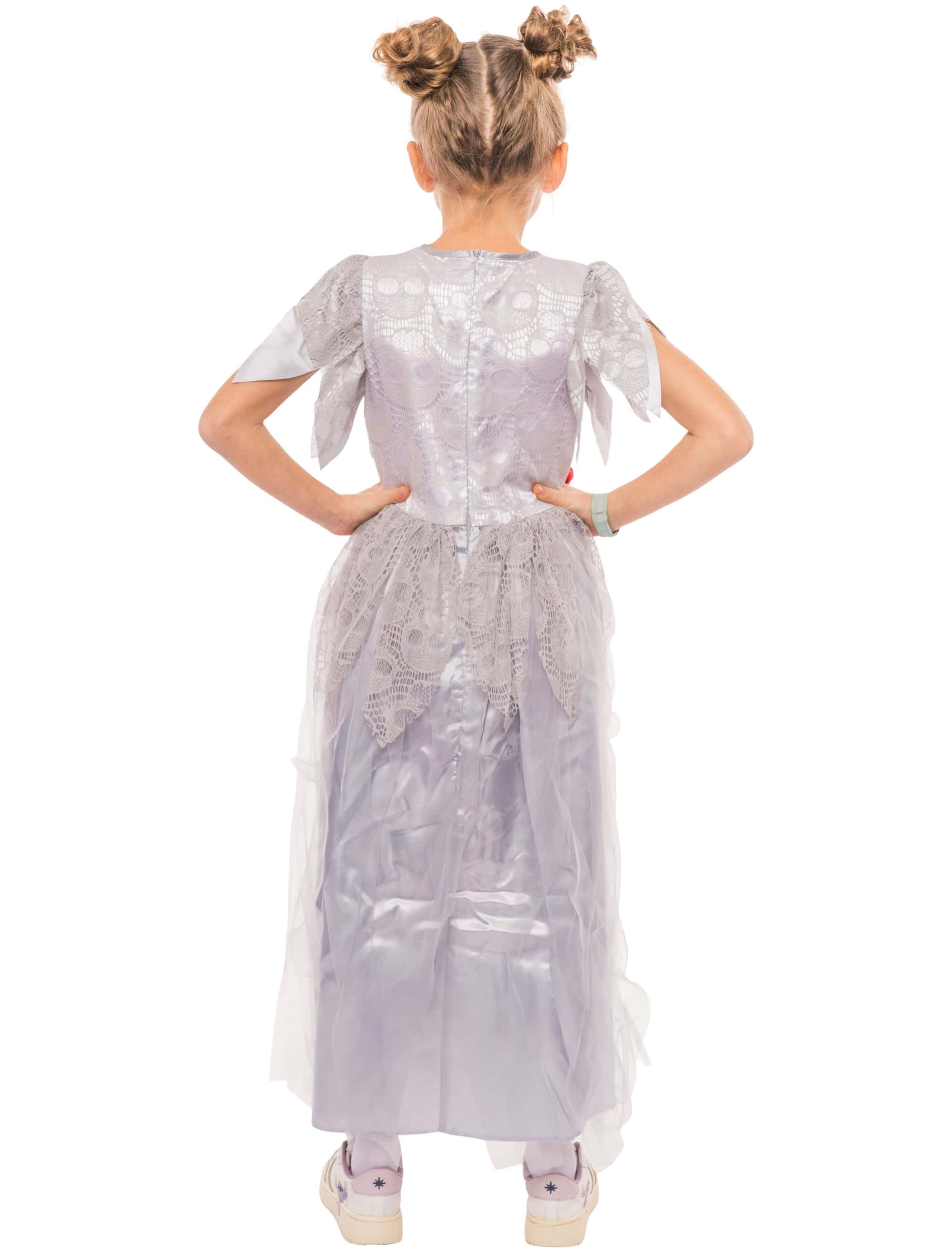 Kleid Zombiebraut Kinder grau 164