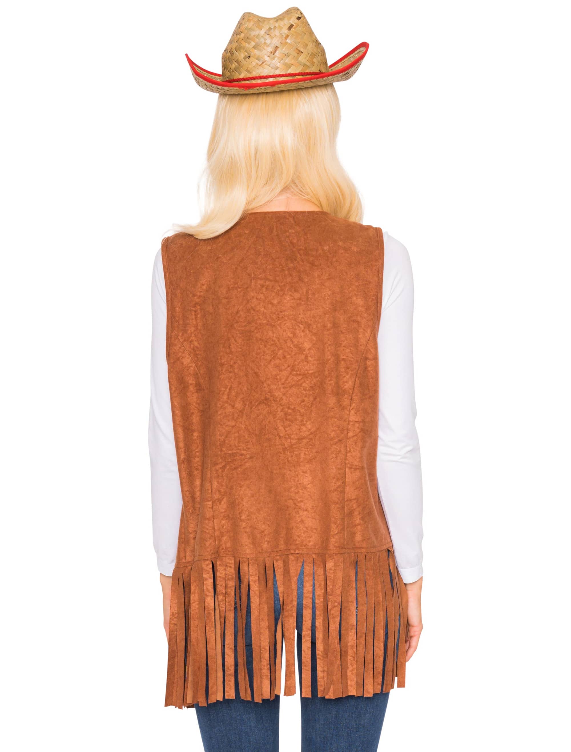 Weste Hippie mit Fransen Damen braun L/XL