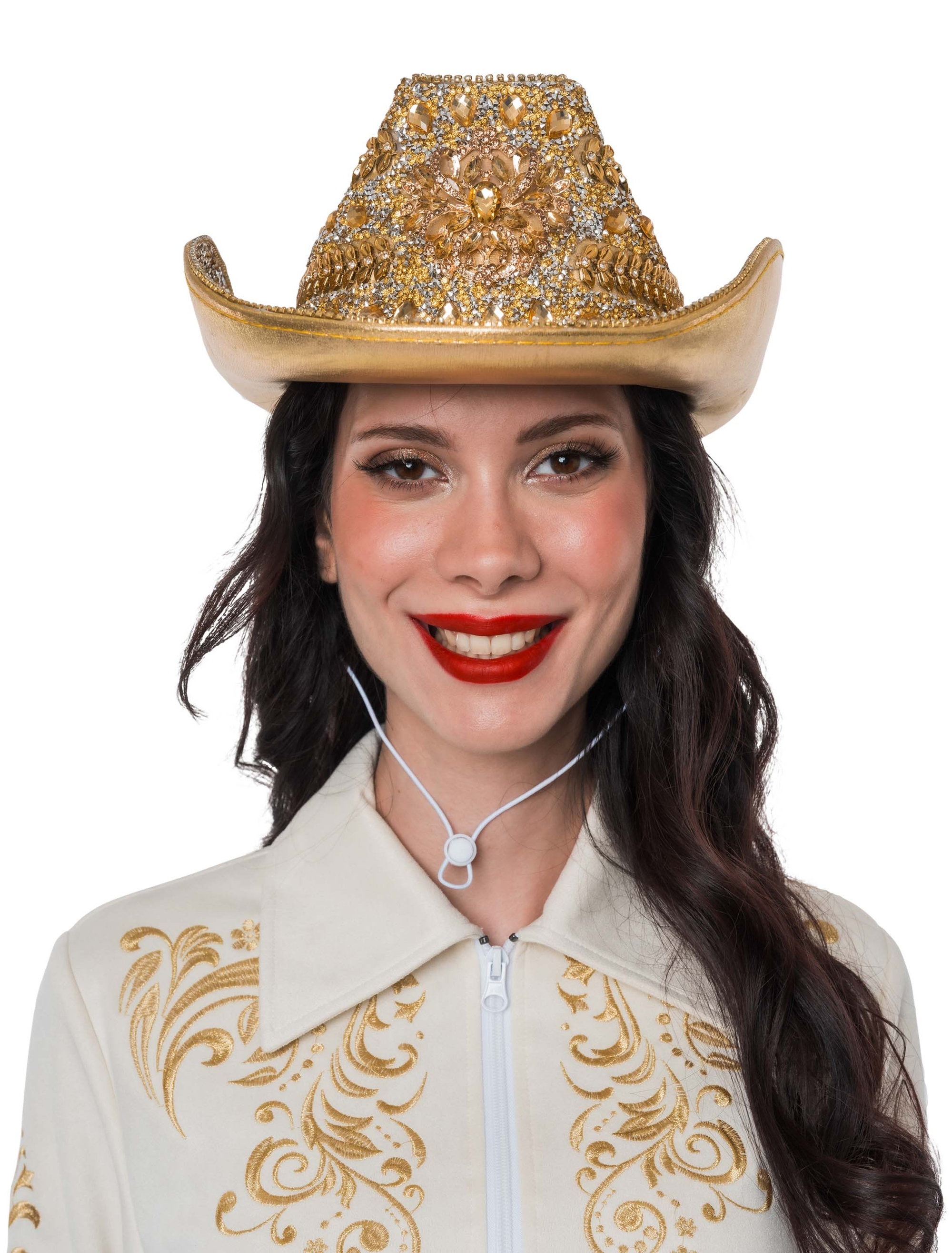 Hut Cowgirl mit Strass gold one size