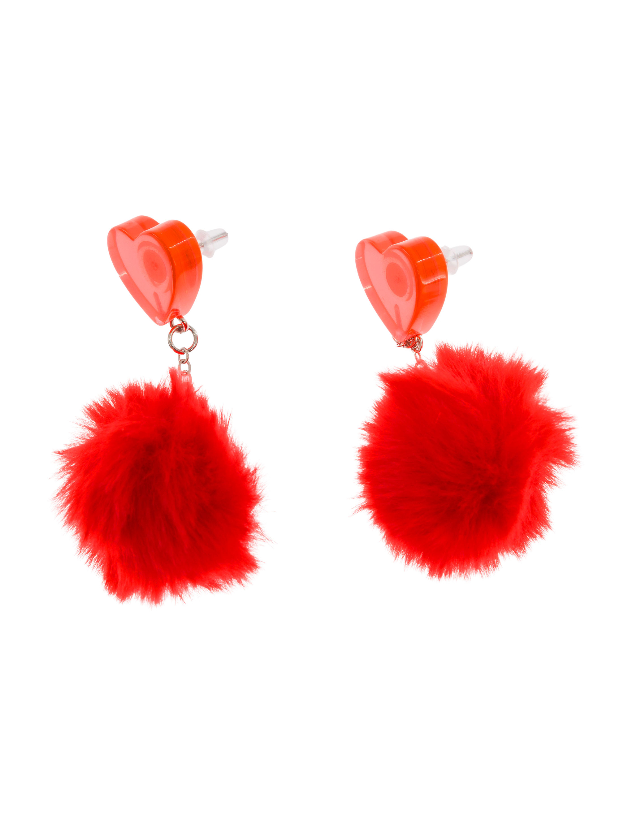 Ohrstecker Herz mit Pompom rot