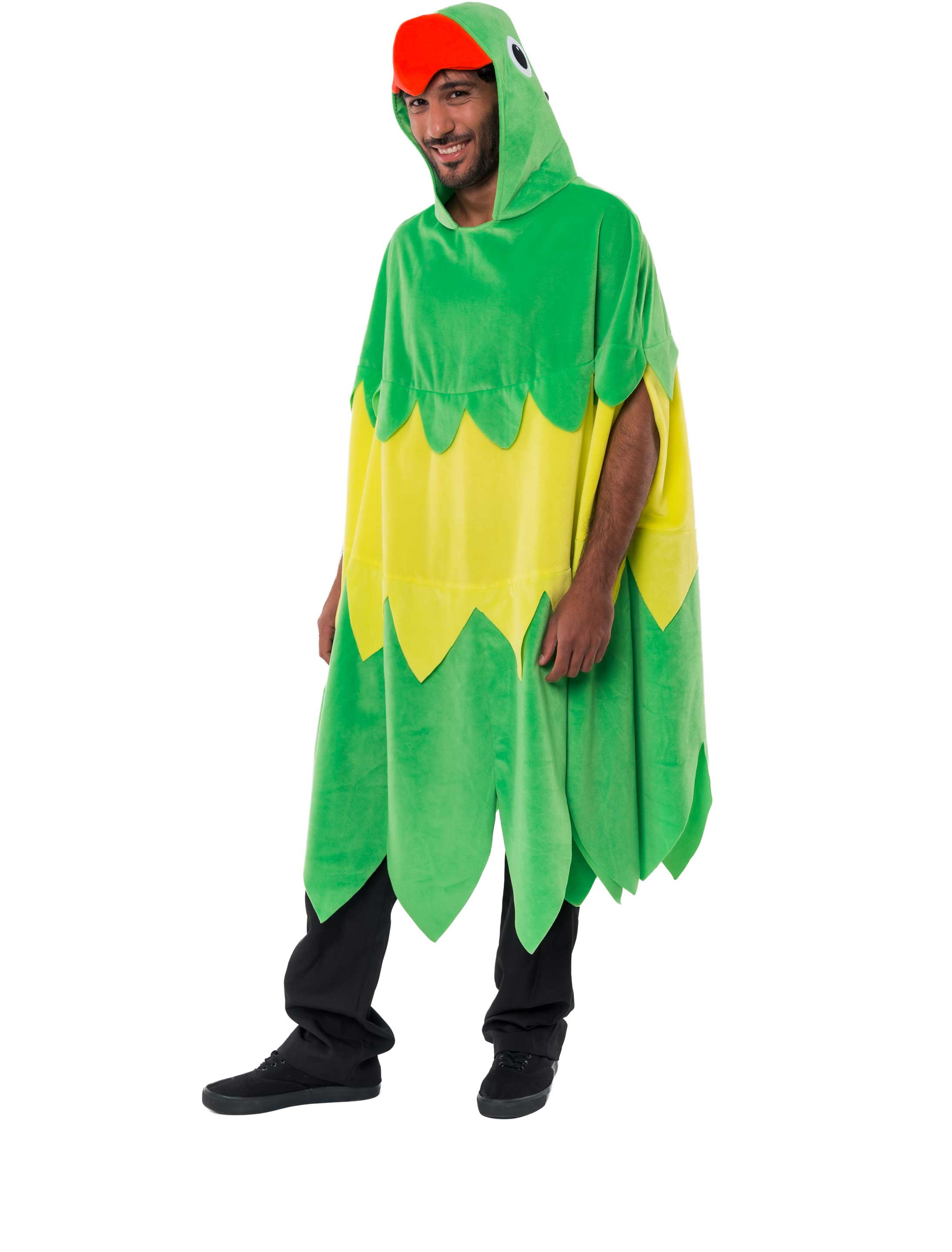 Poncho Plüsch Kölner Papagei grün one size