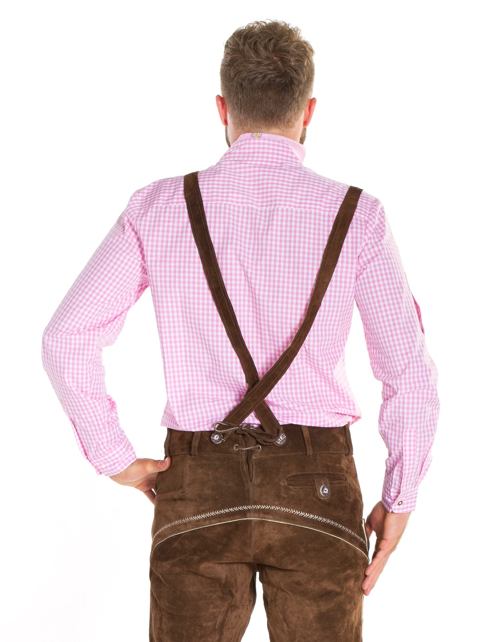 Trachtenhemd Herren pink/weiß M
