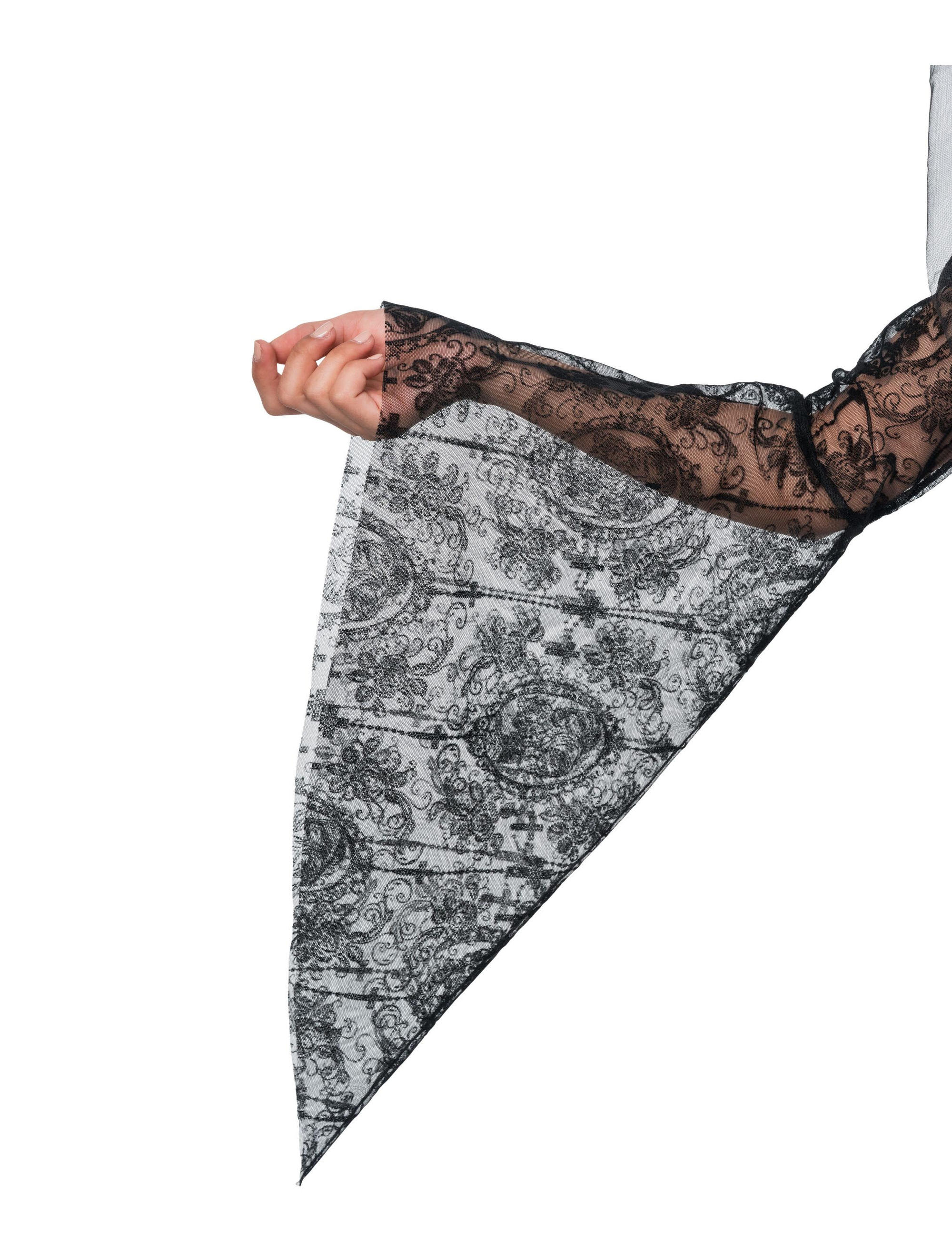 Kleid Vampir mit Trompetenärmeln und Spitze Damen lila/schwarz S/M