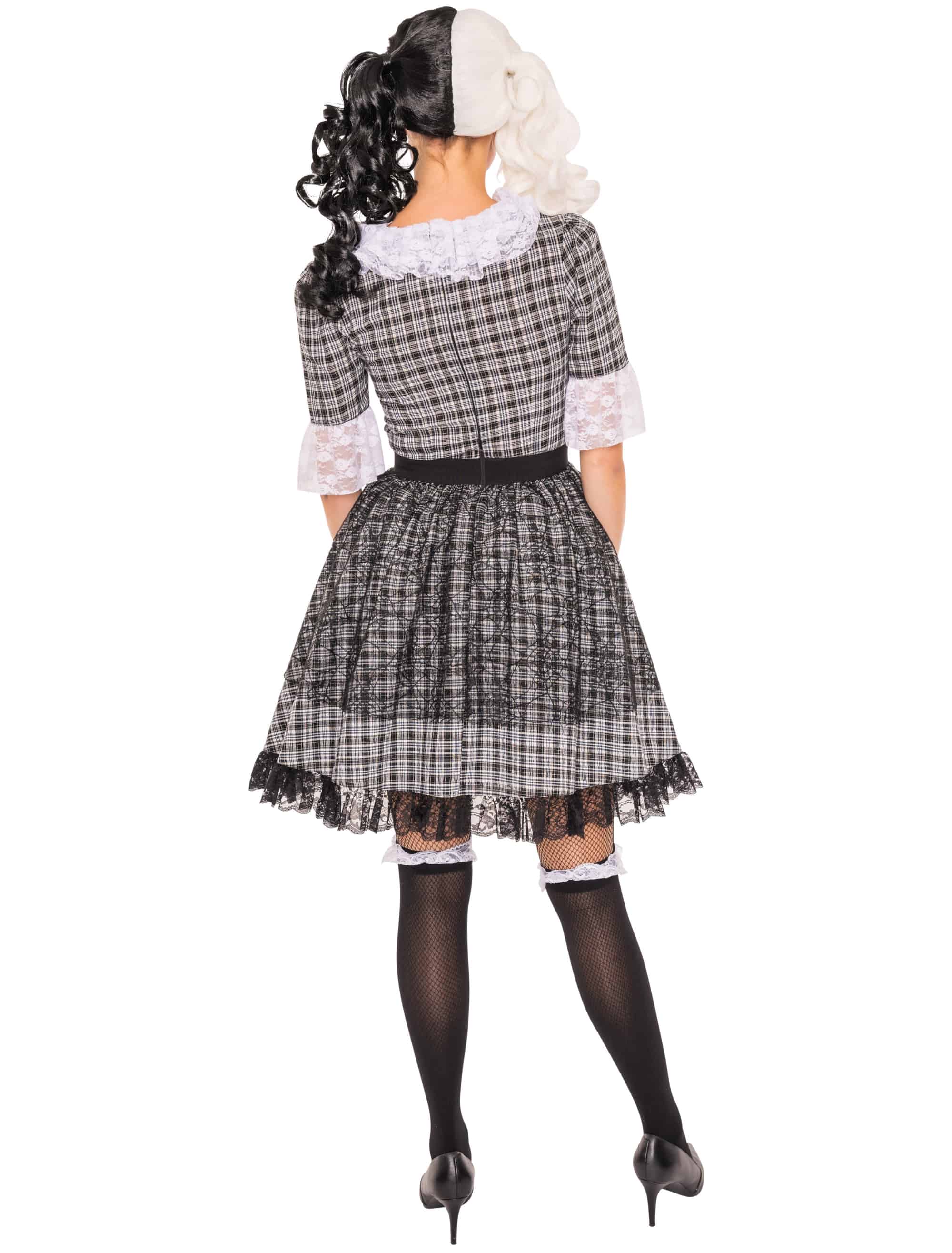 Kleid Horrorpuppe schwarz/weiß XL