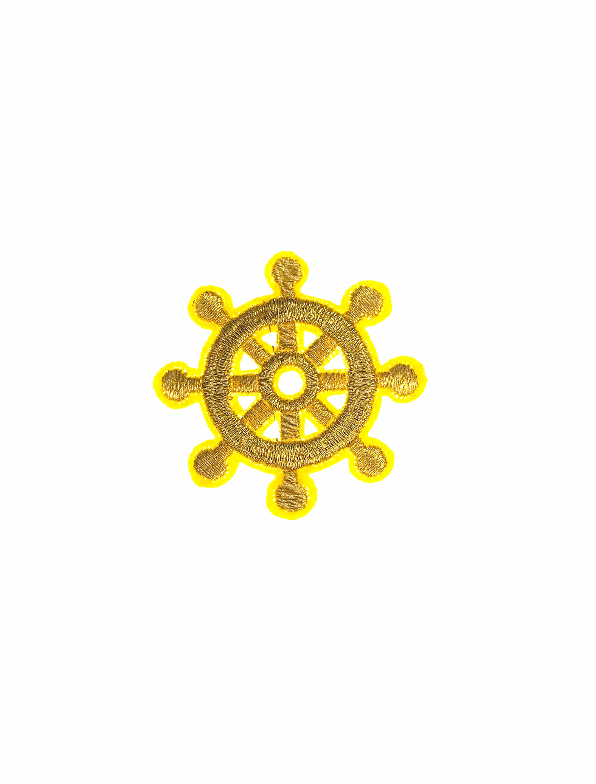Bügelpatch Steuerrad gelb 4,8cm