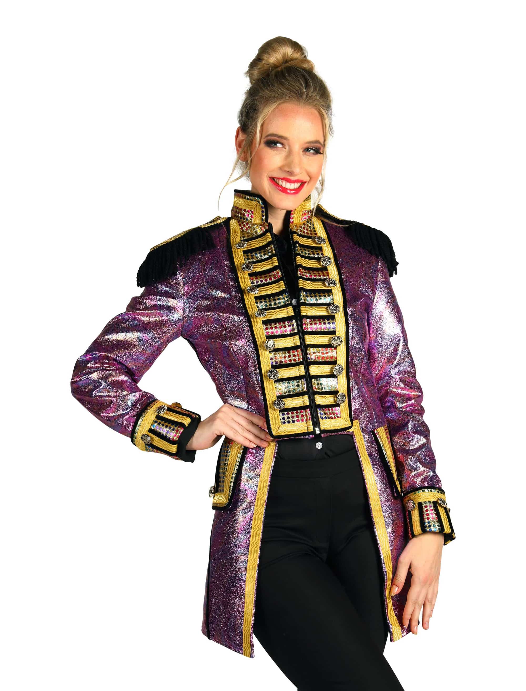 Jacke Zirkusdirektorin metallic Damen lila XS