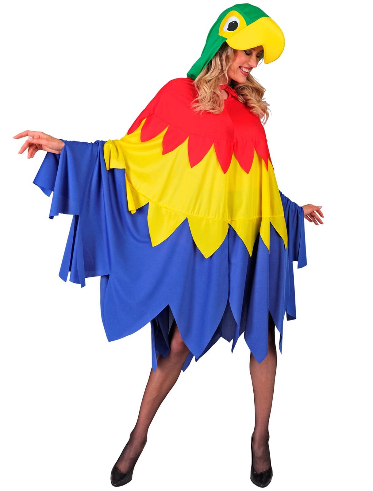 Poncho Papagei bunt one size
