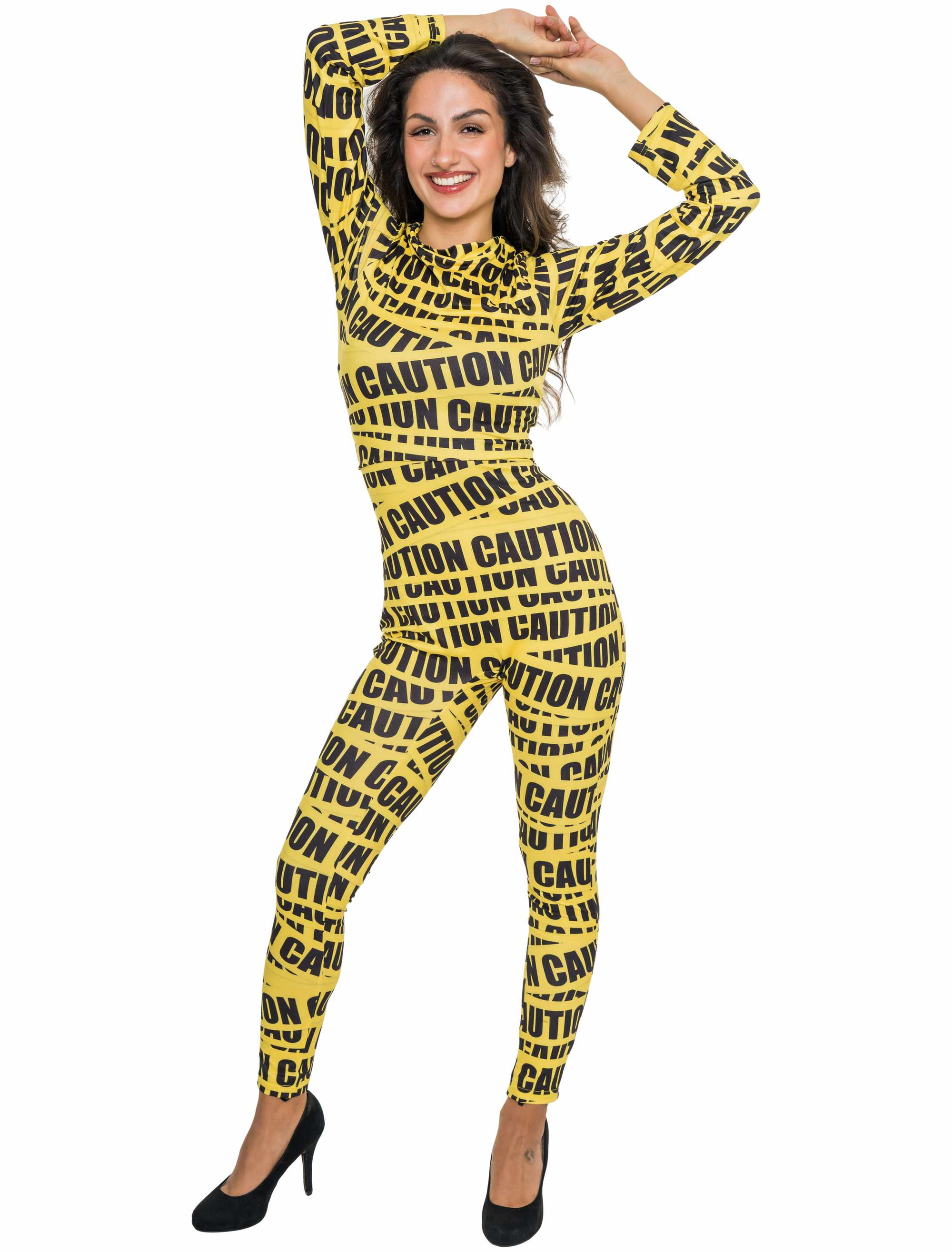 Catsuit Caution Damen schwarz/gelb XS