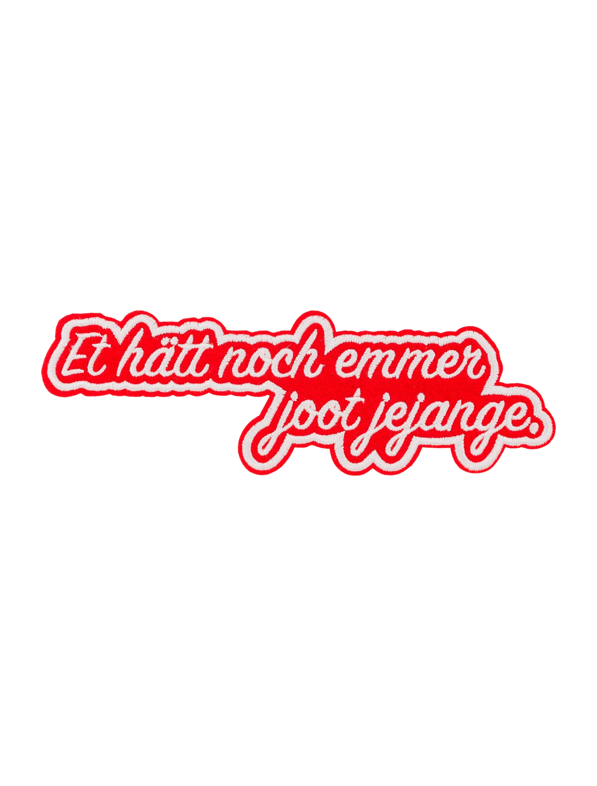 Bügelpatch Et hätt noch emmer joot jejange 16cm rot/weiß