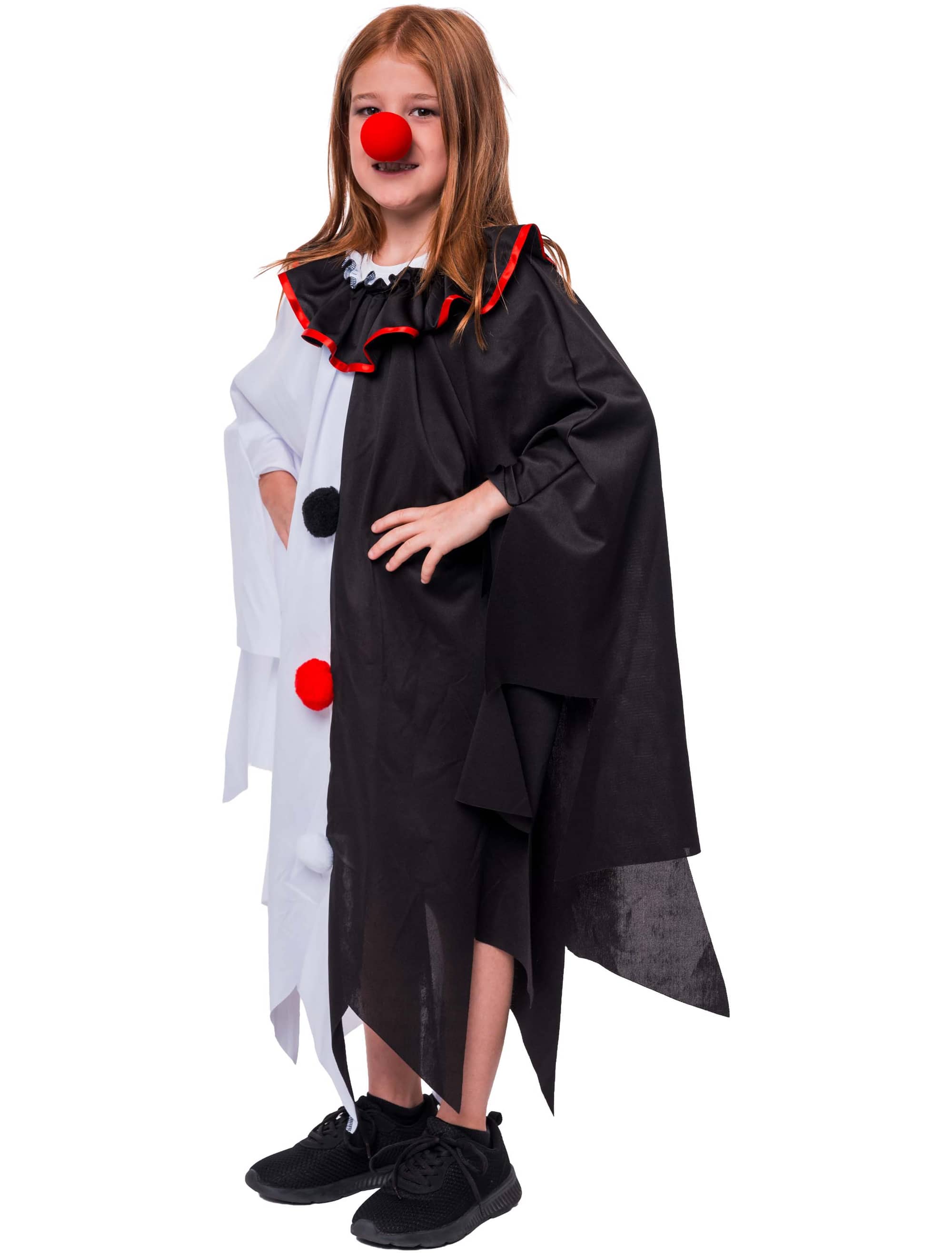 Poncho Clown Kinder schwarz/weiß/rot one size
