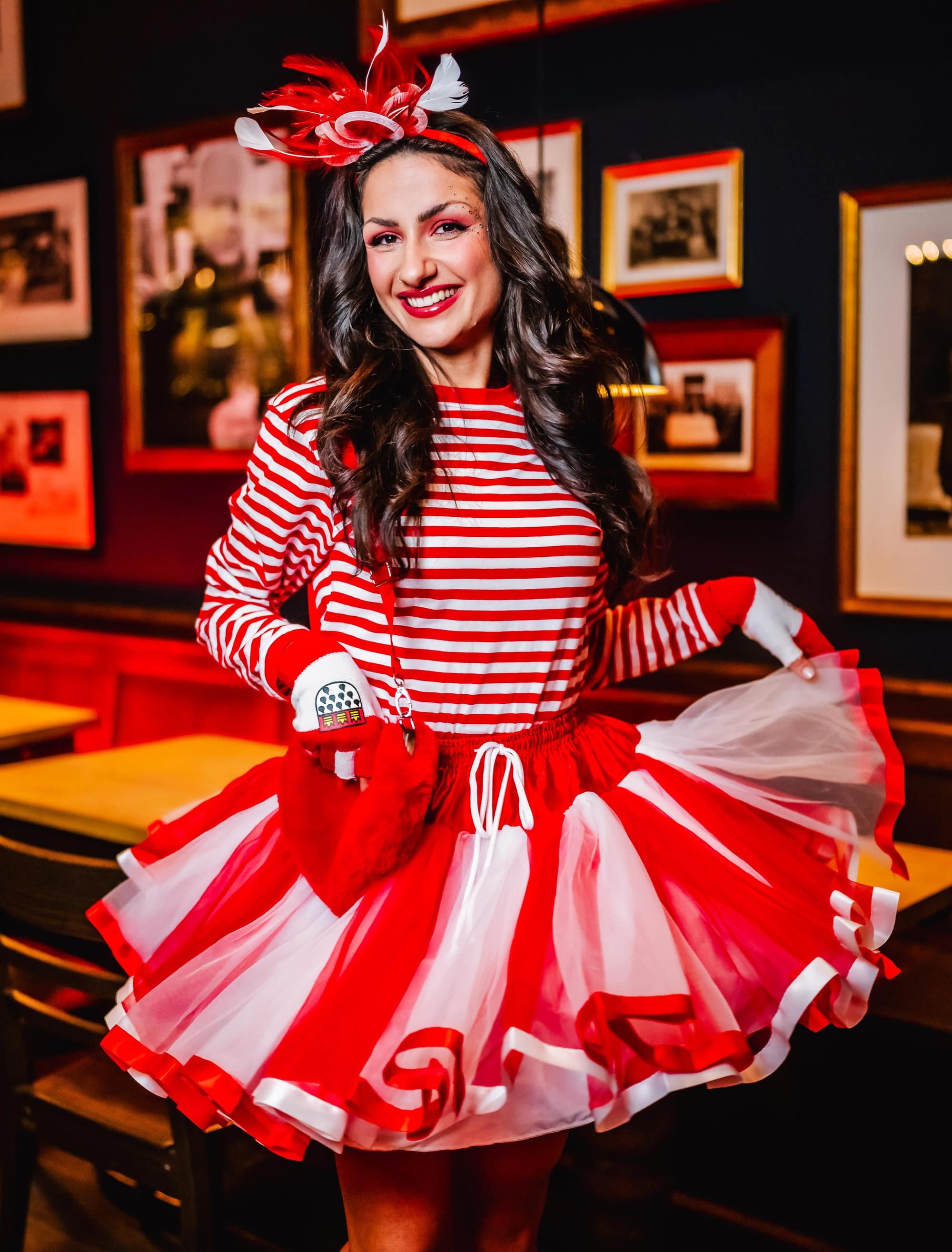 Petticoat zum Schnüren Damen weiß/rot one size