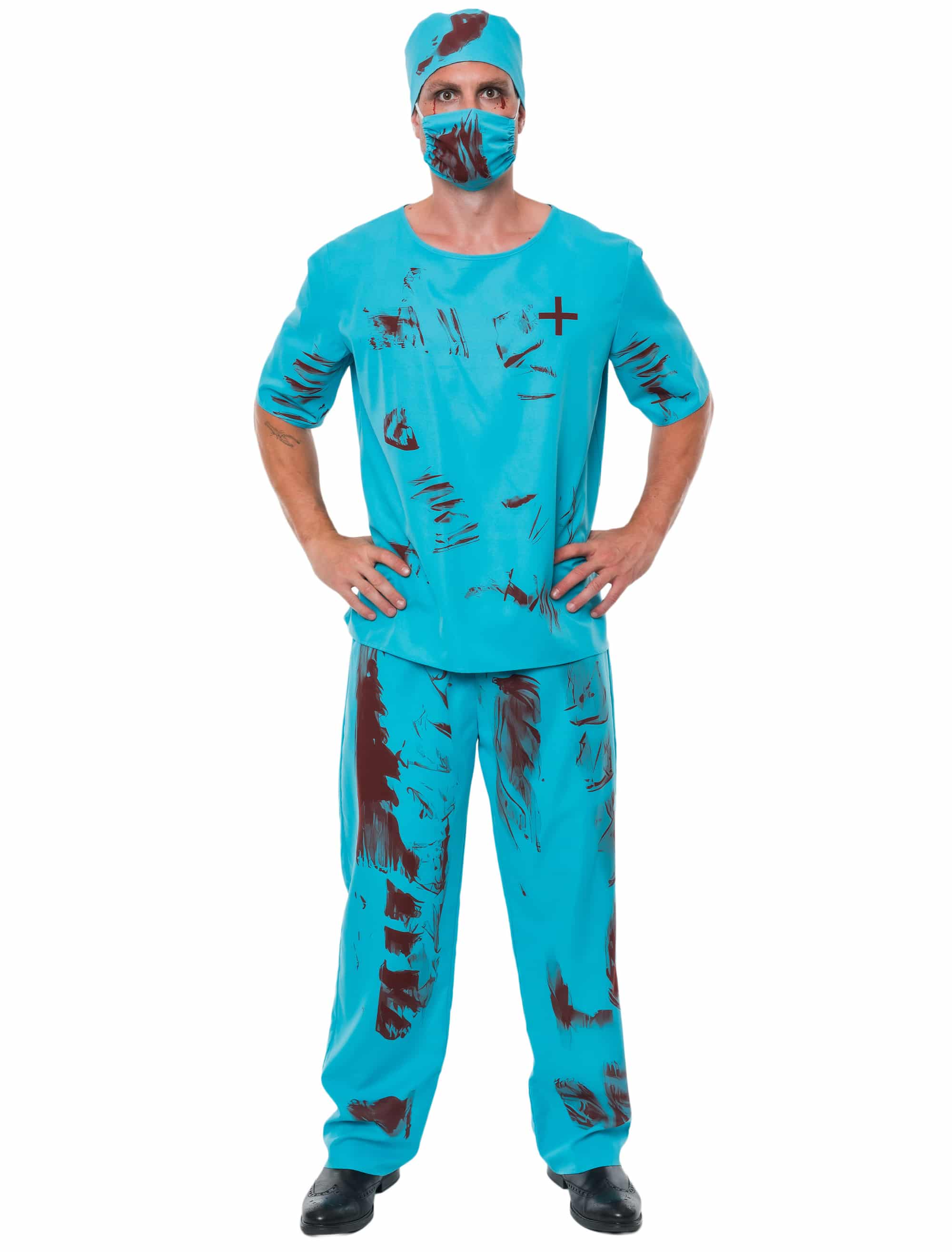 Chirurg blutig 2-tlg. Herren türkis S/M
