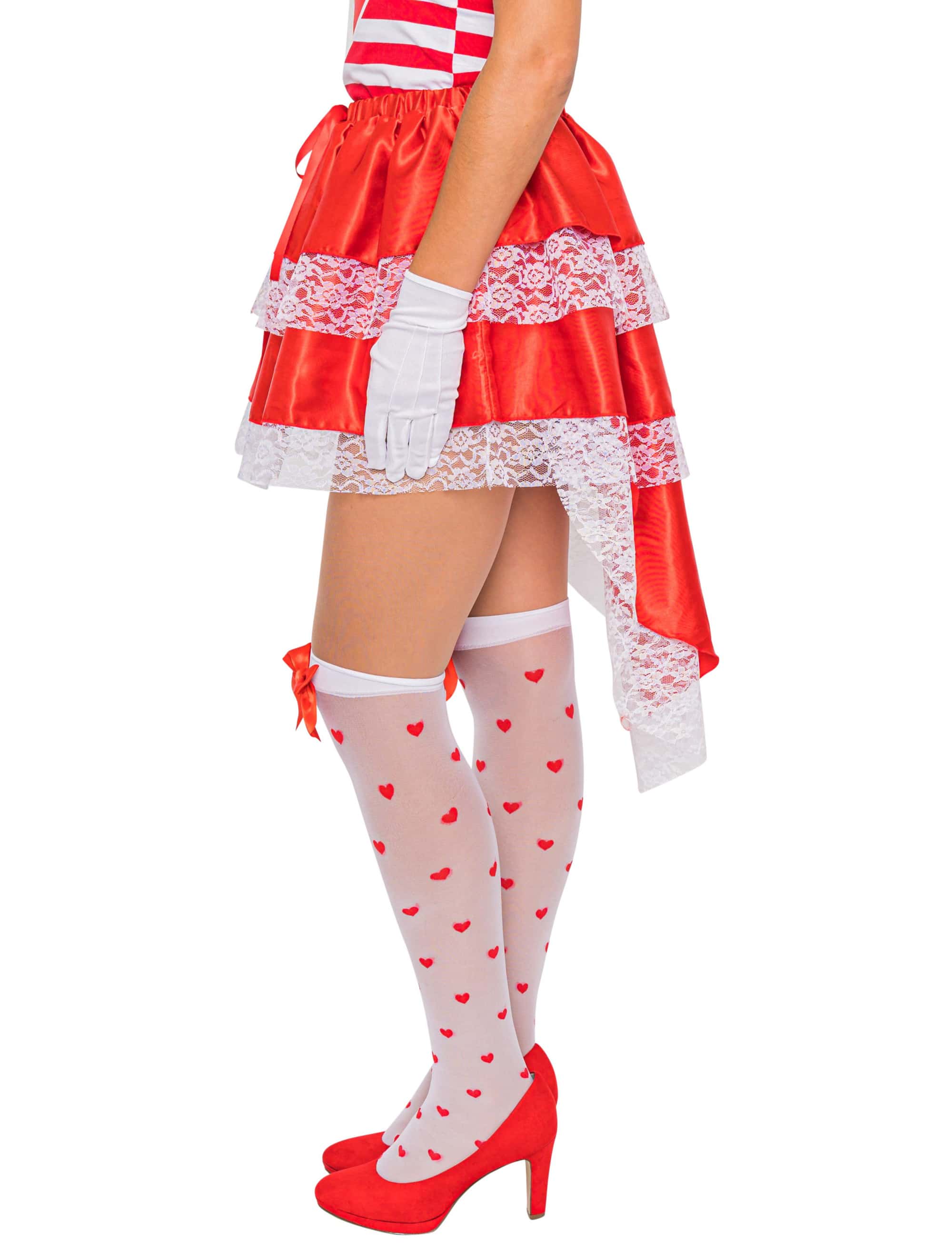 Rock Satin Damen rot/weiß one size