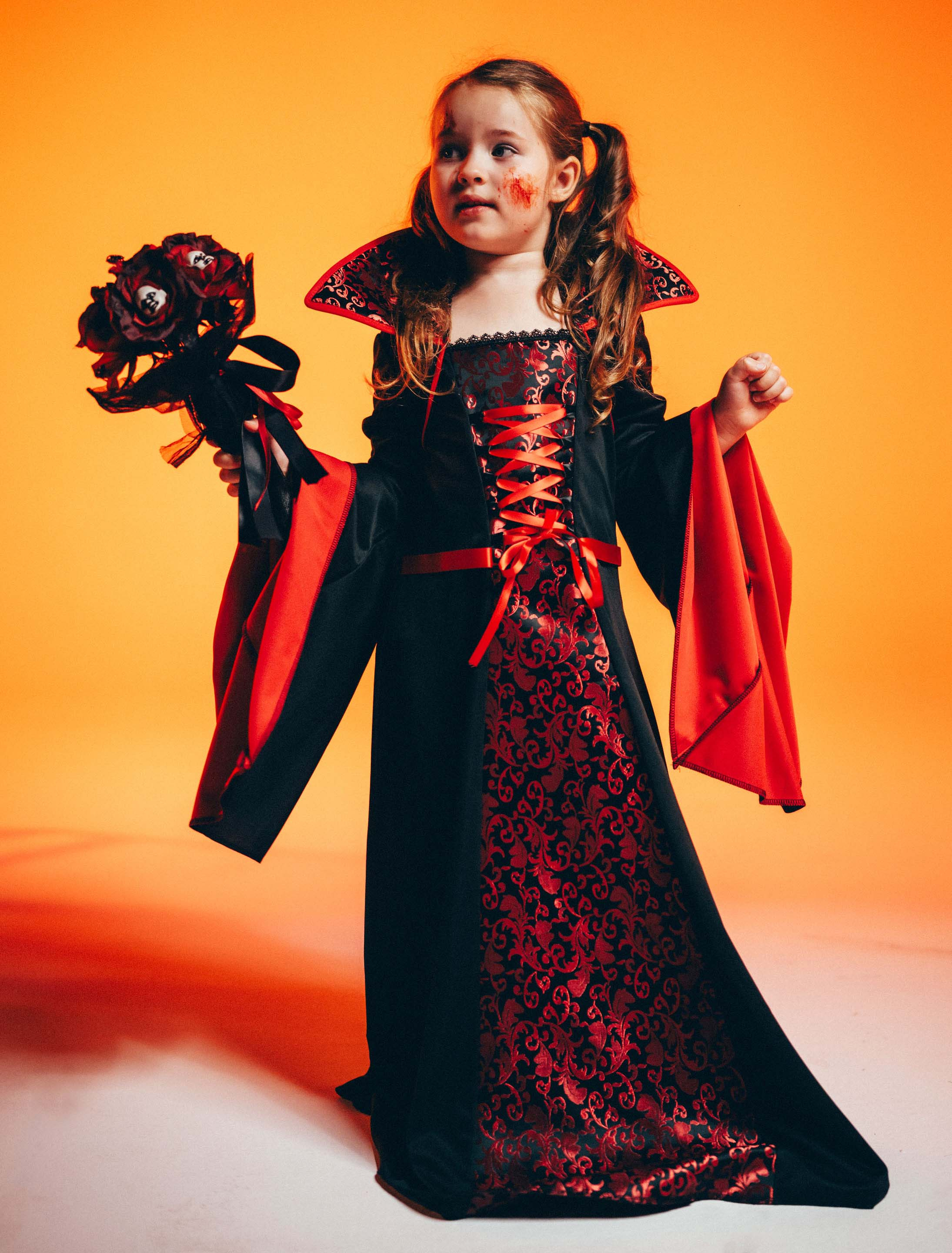 Kleid Vampir mit Kragen Kinder Kinder schwarz/rot 152