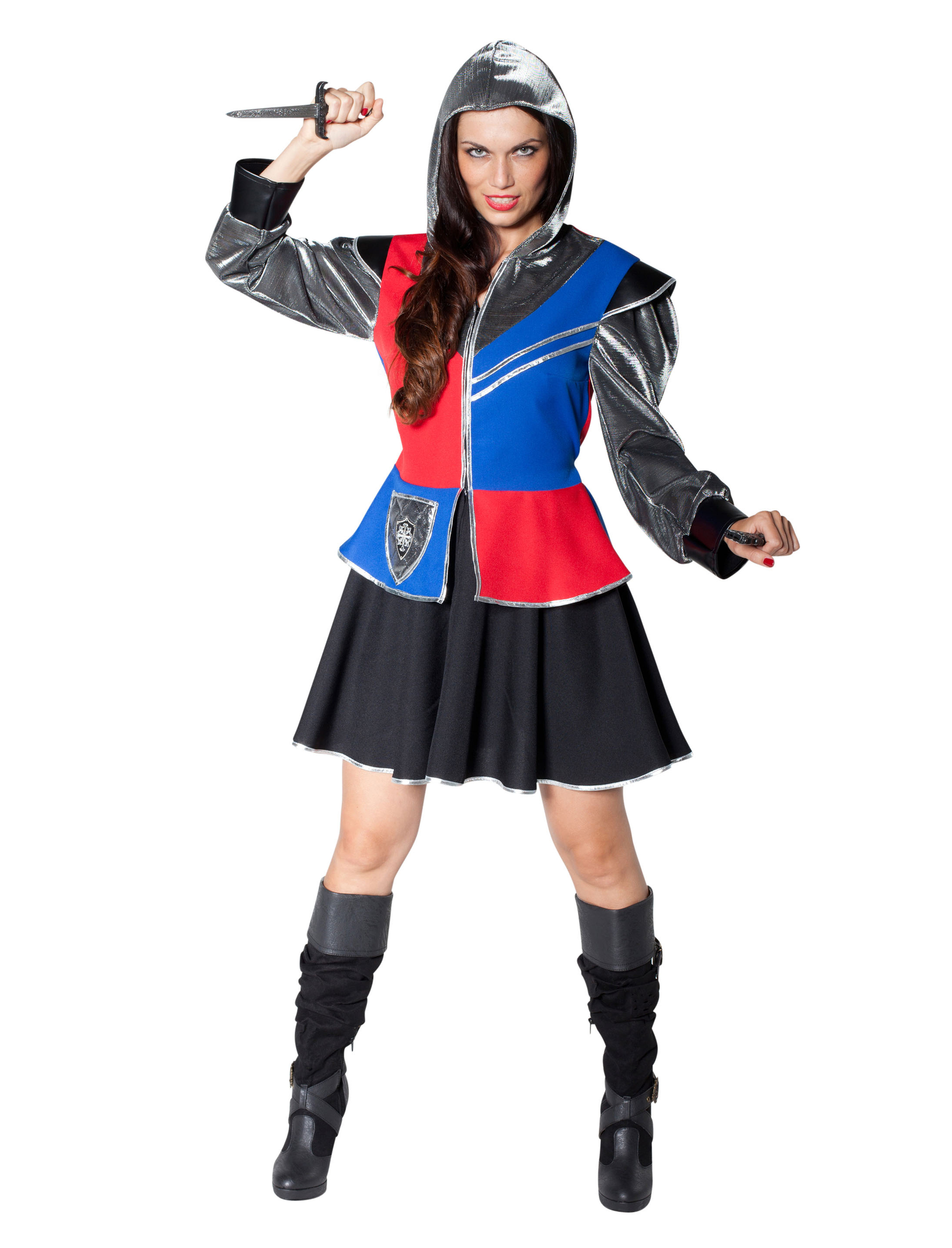 Kleid Ritter Damen blau/rot L