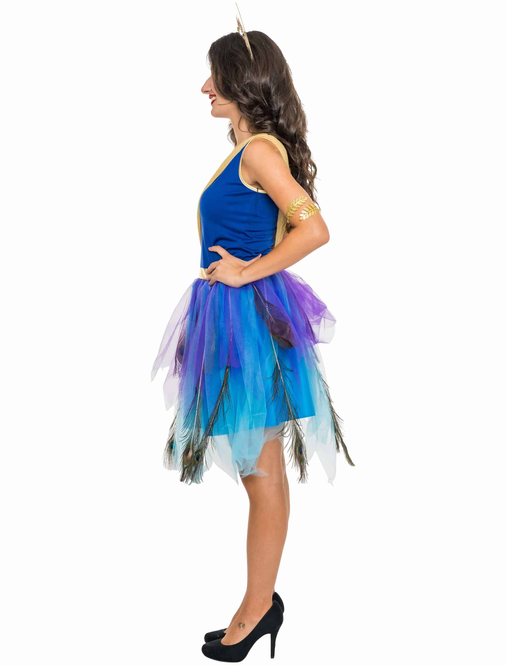 Kleid Pfau Damen blau/grün S