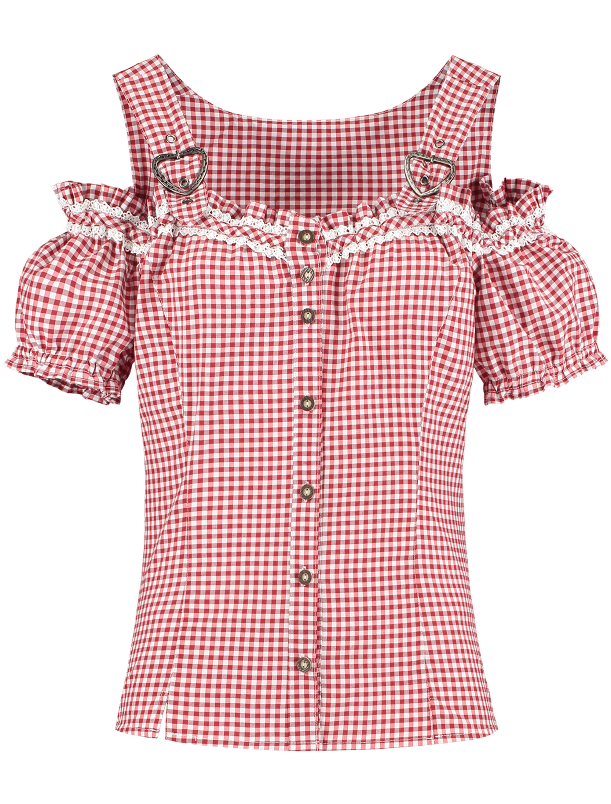 Trachtenbluse mit Trägern Damen rot/weiß 36