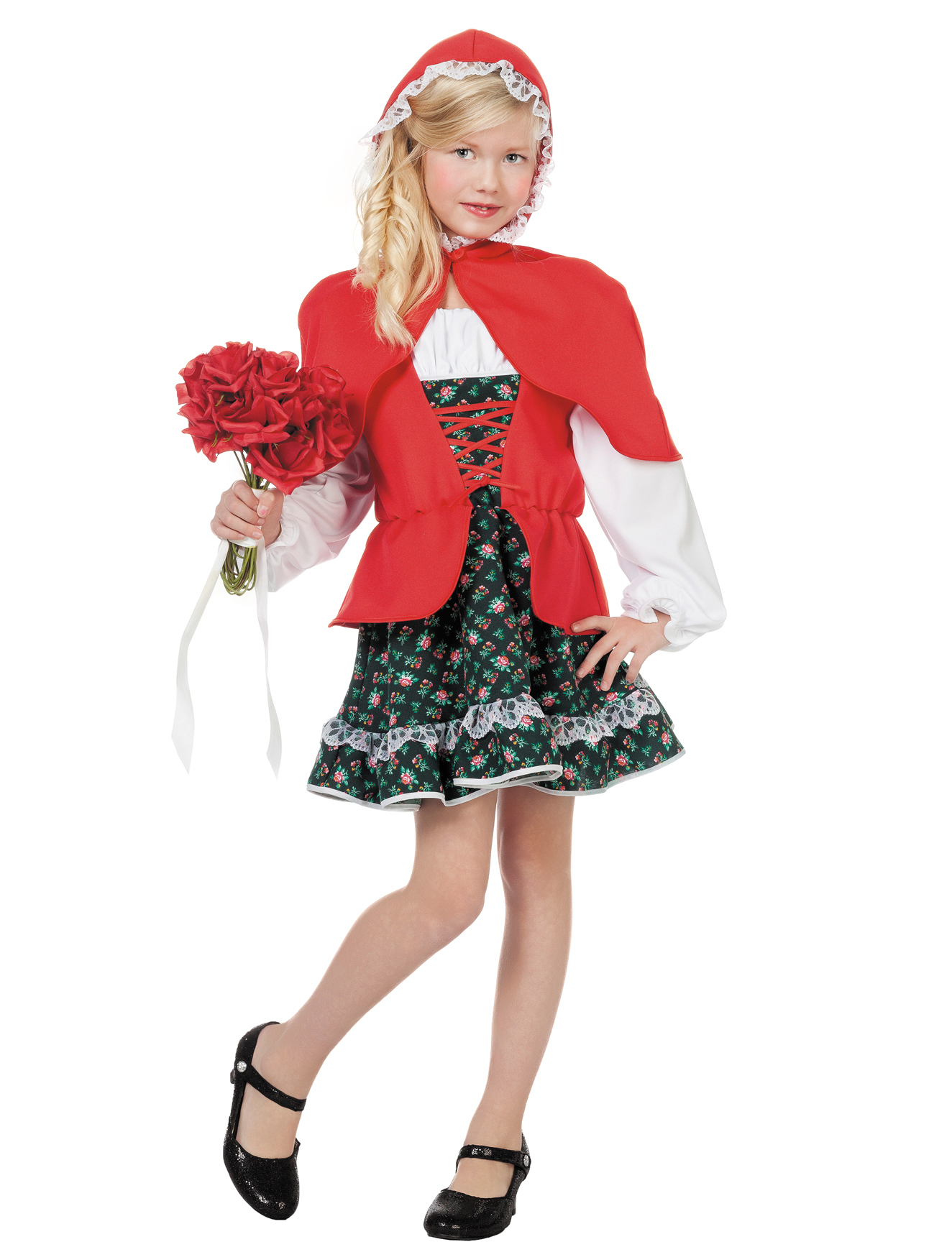 Kleid Rotkäppchen mit Umhang Kinder Mädchen rot 128