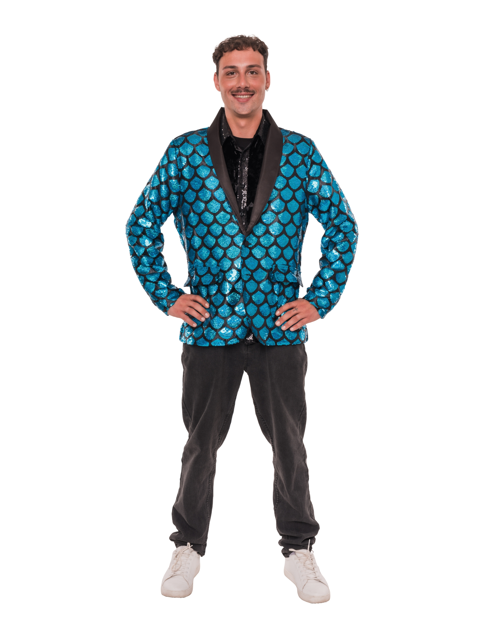 Jackett Fischschuppen Herren schwarz/blau M