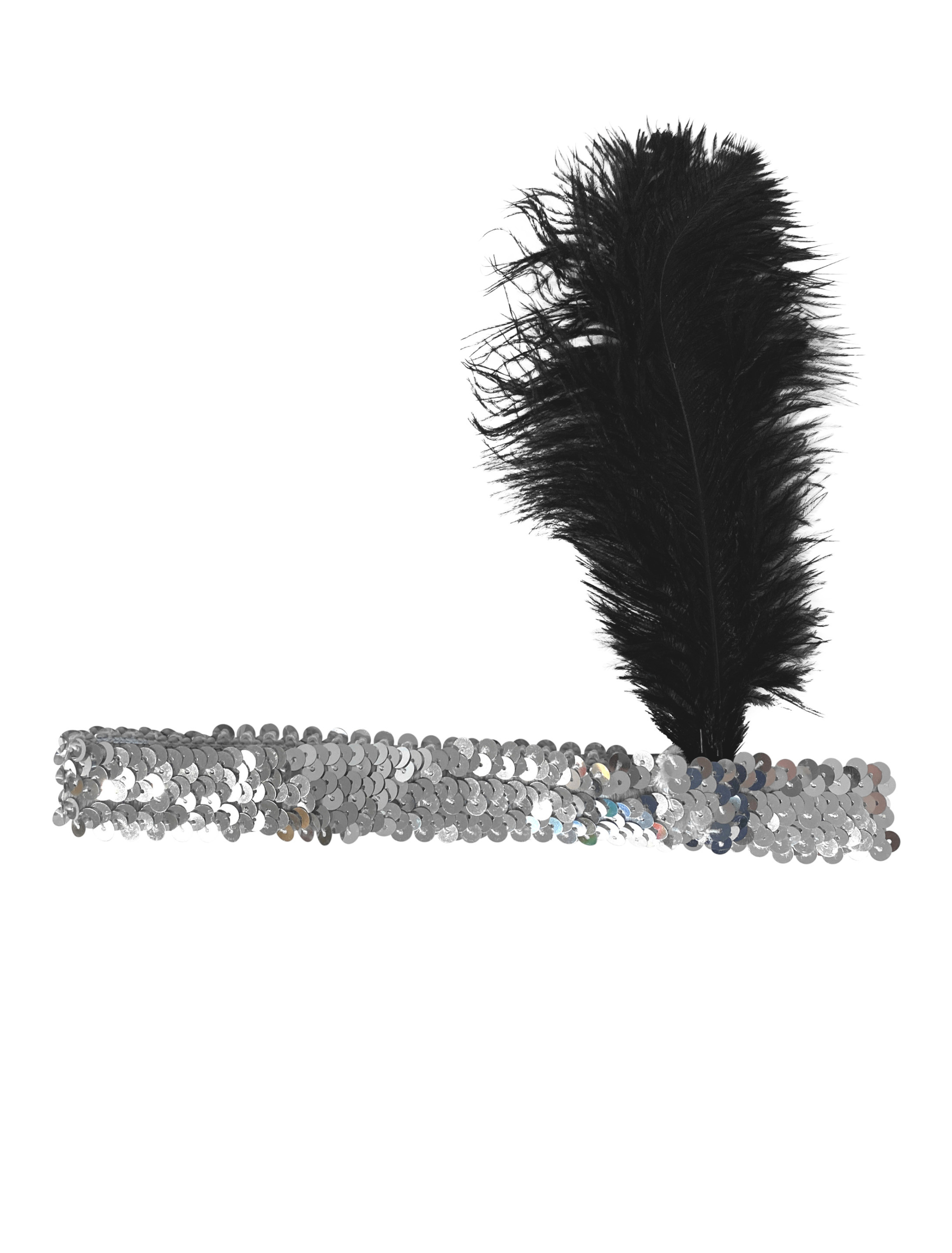 Stirnband mit schwarzen Federn silber