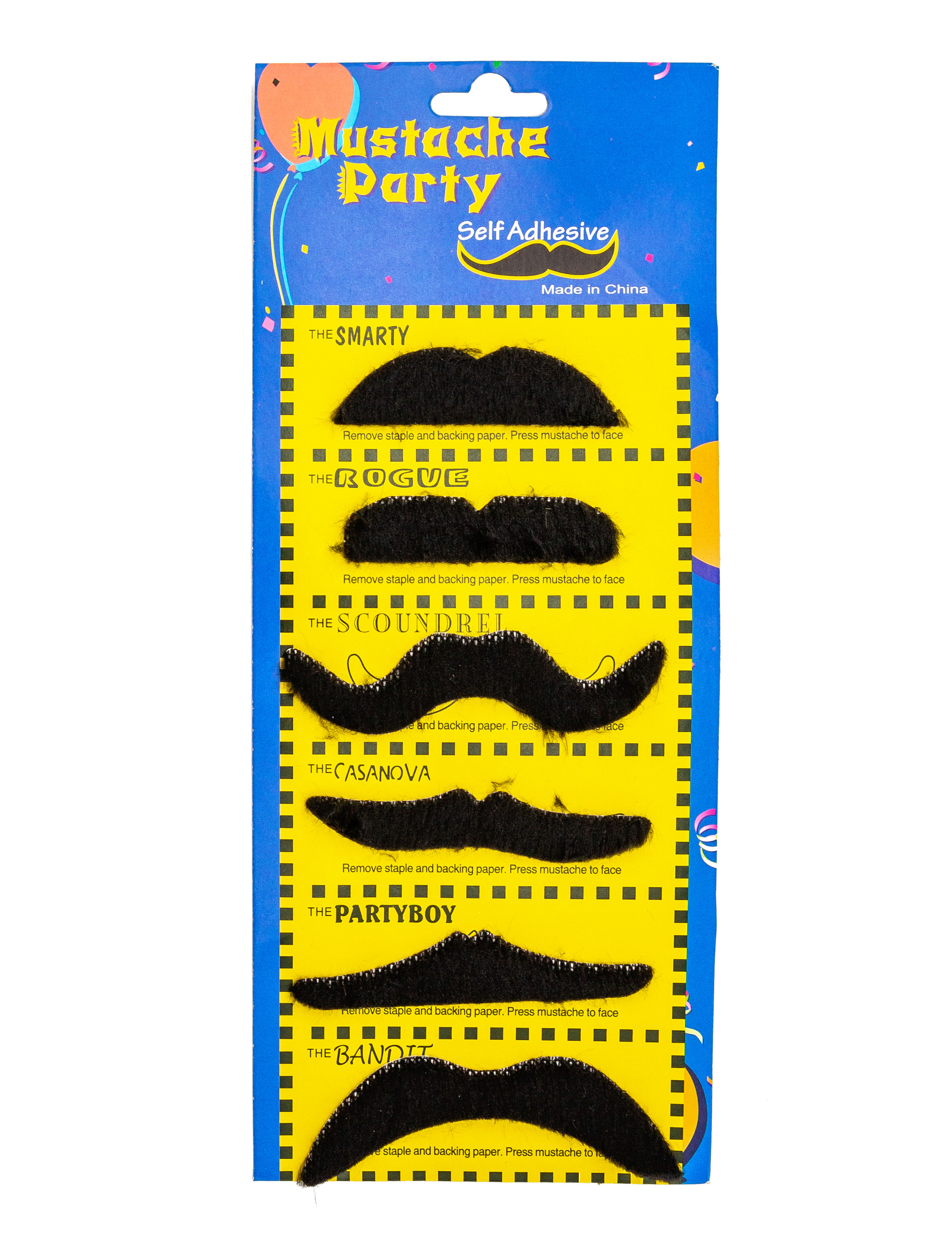 Schnurrbart Set Wilder Westen schwarz 6 Stk.