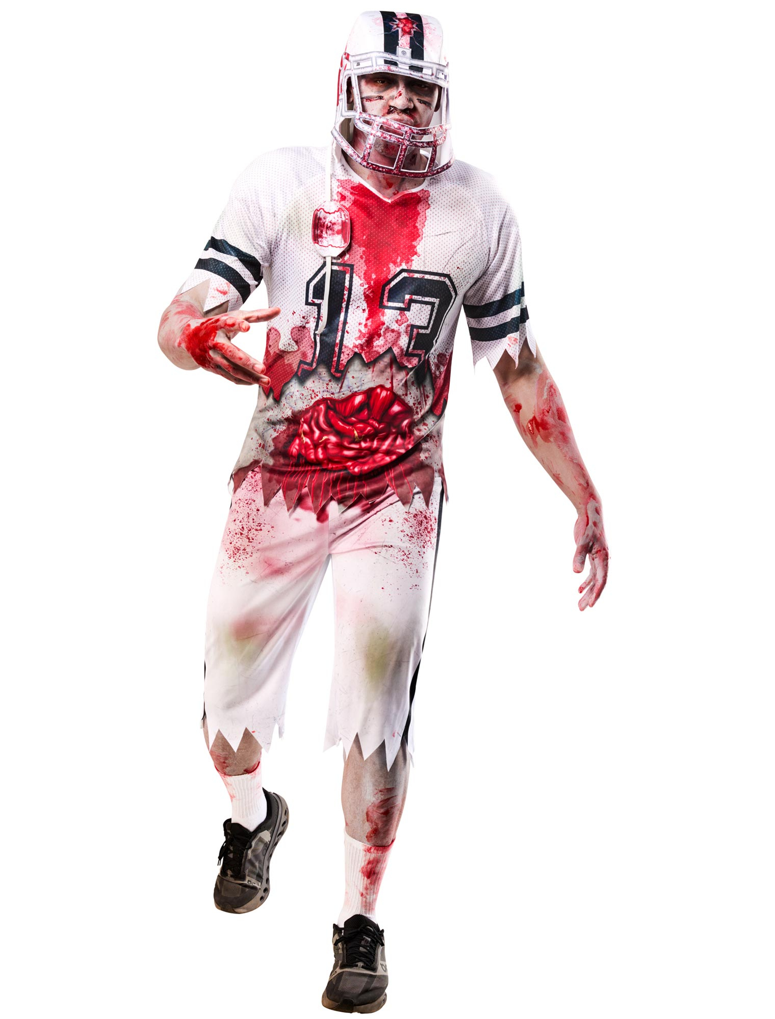 Kostüm Zombie Footballer 3-tlg. Herren weiß/rot L