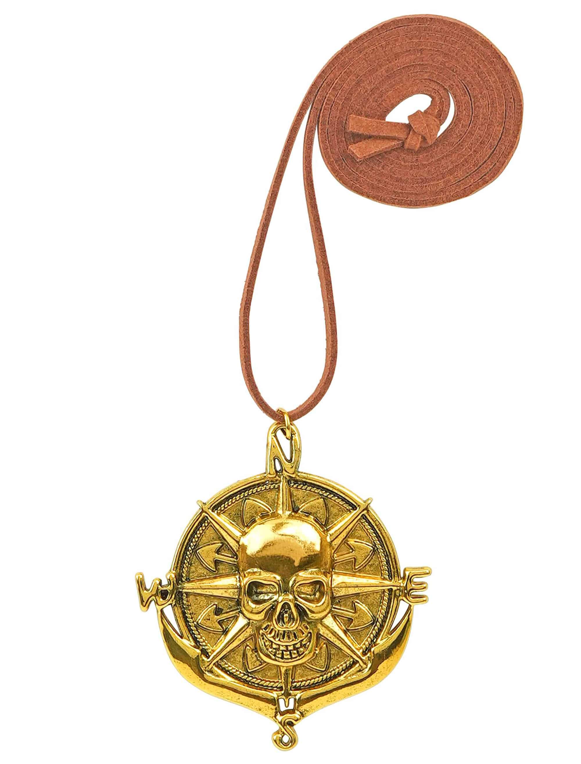 Halskette mit Piratenmedaillon gold