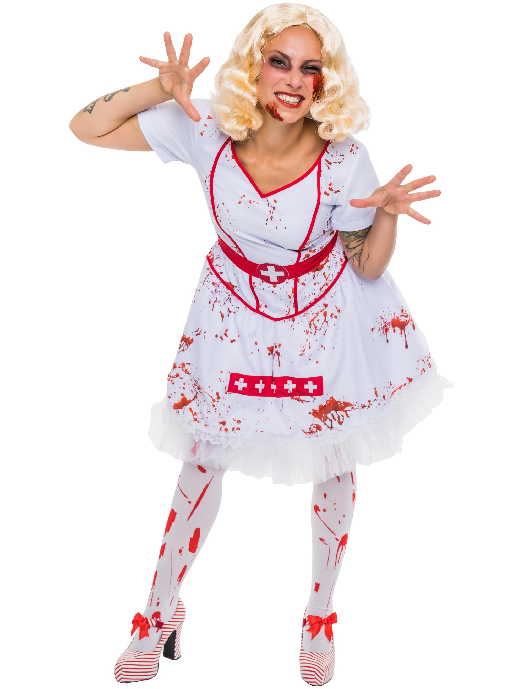 Kleid Krankenschwester rot/weiß S