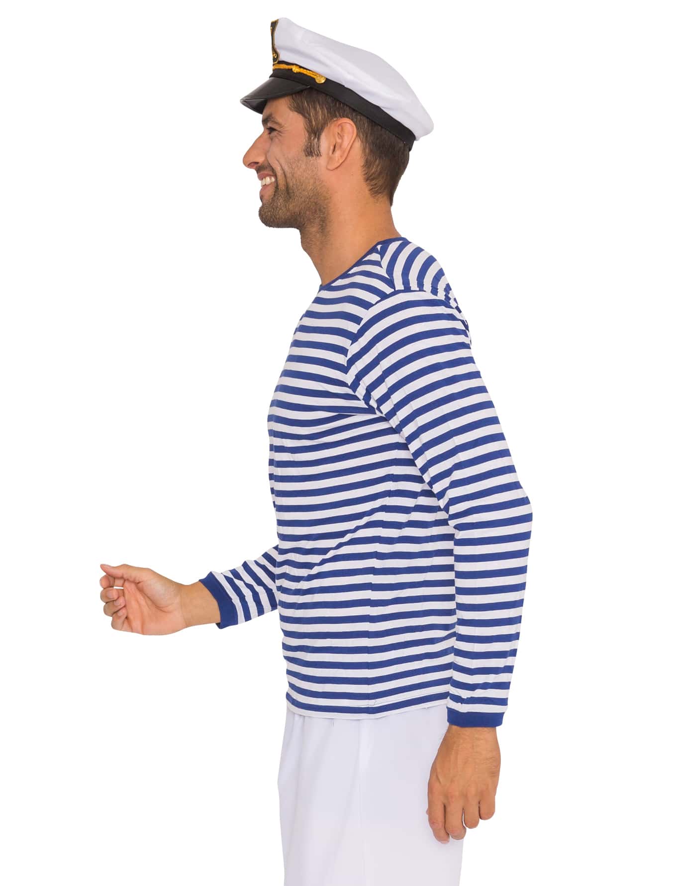 Ringelpulli langarm Unisex blau/weiß 4XL