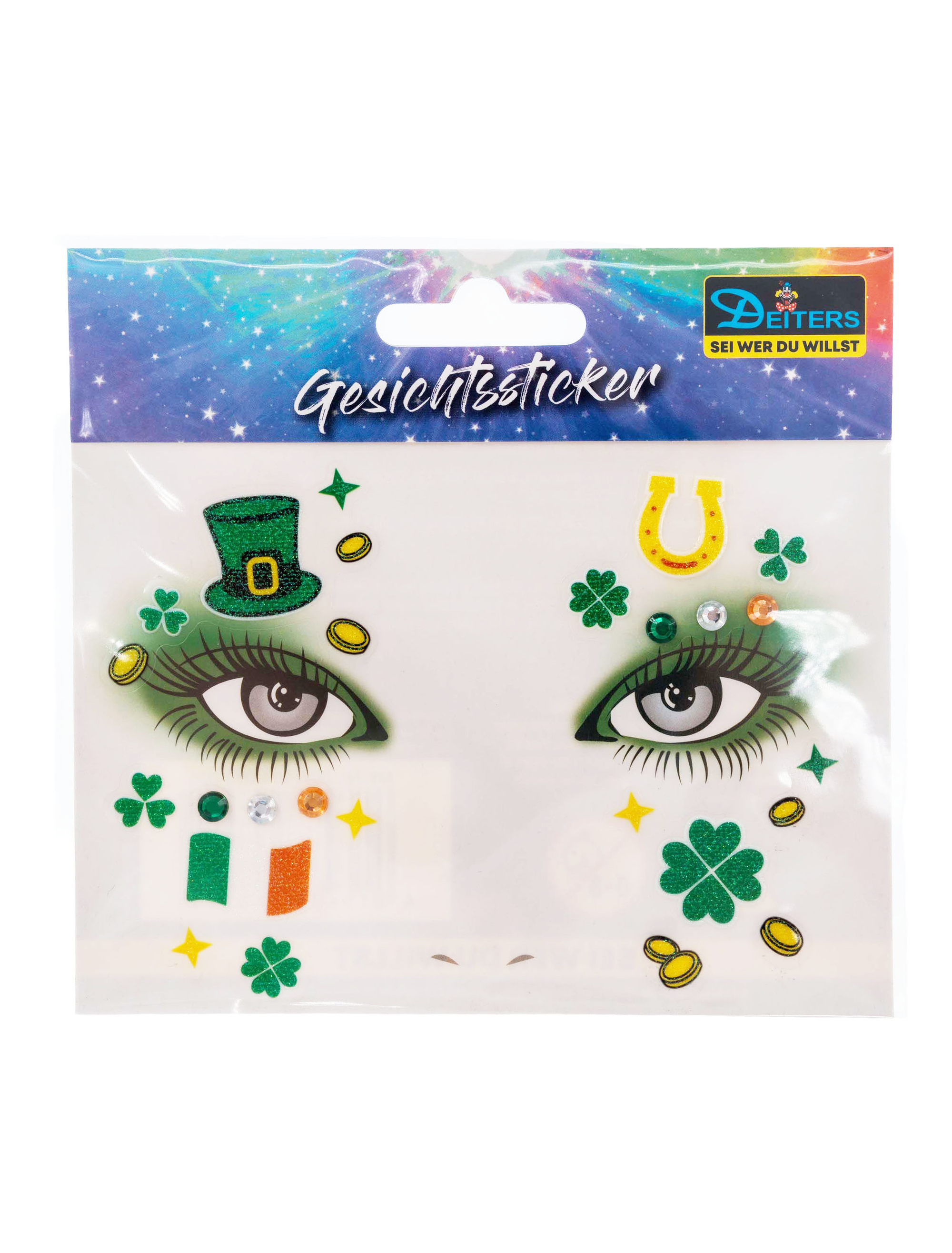 Gesichtssticker St. Patrick's Day gelb/grün