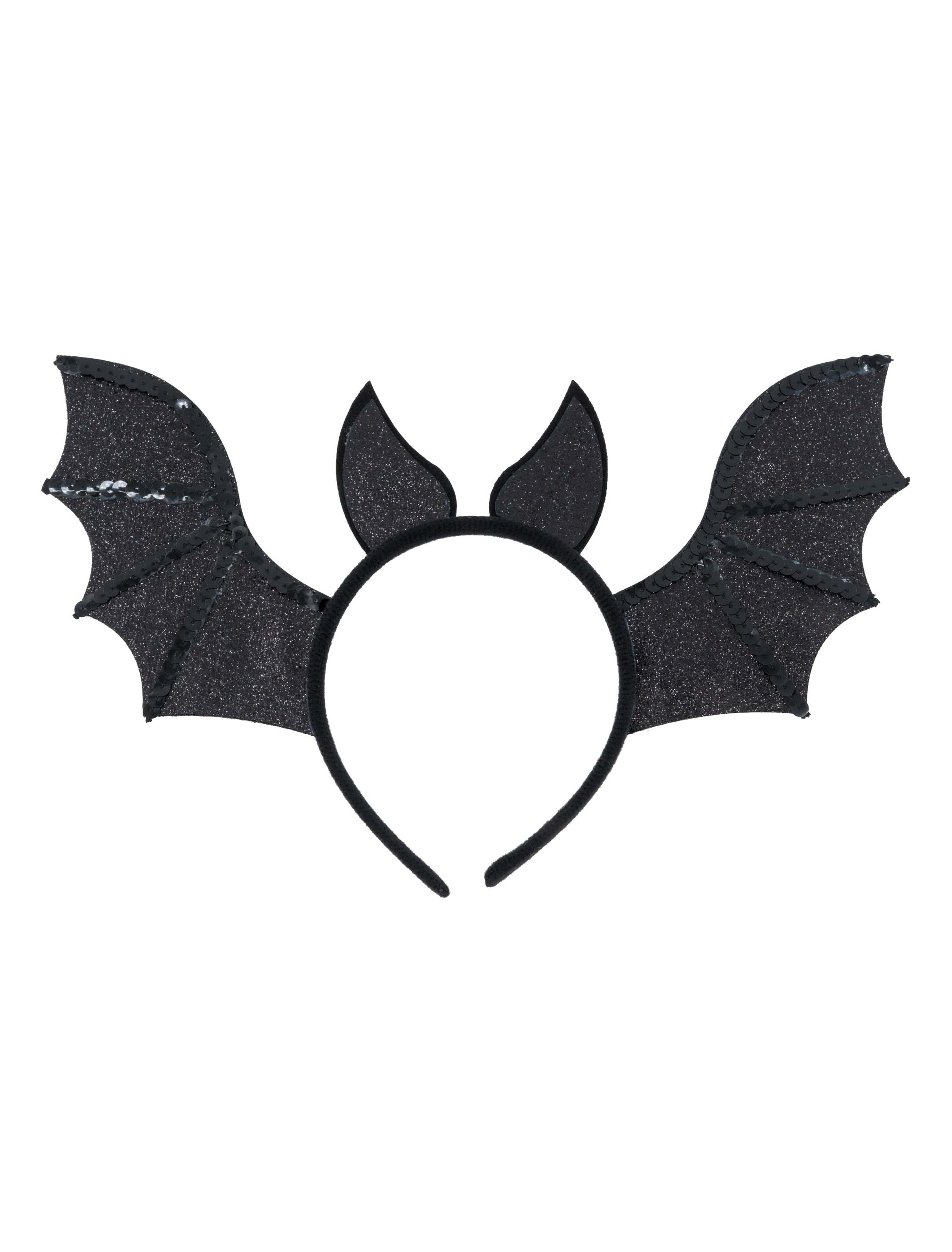 Haareif Fledermaus mit Glitzer schwarz