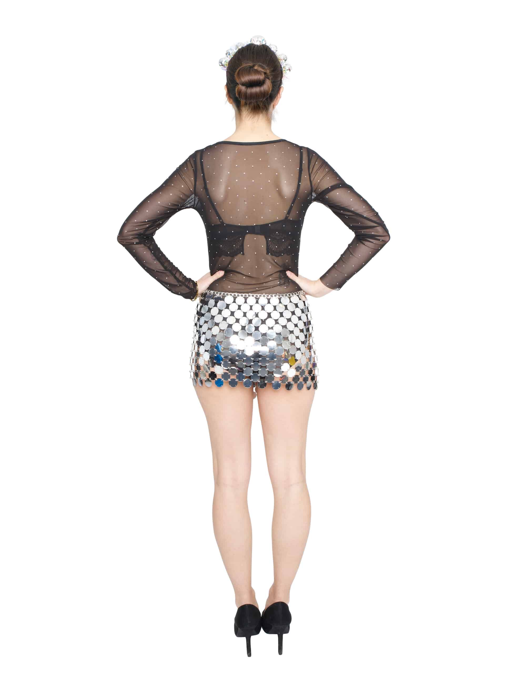 Minirock Festival mit Pailletten Damen silber one size