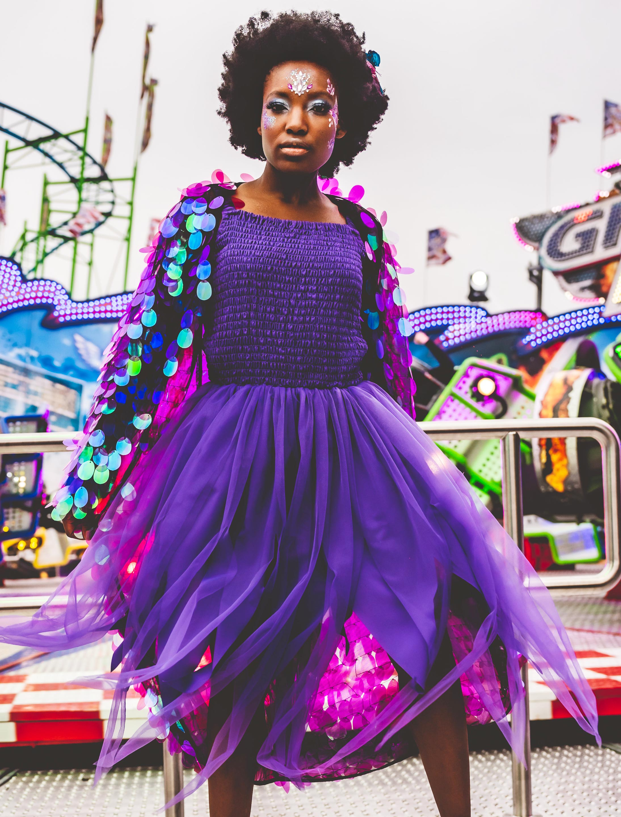 Kleid Fee mit Trägern Damen violett 2XL/3XL