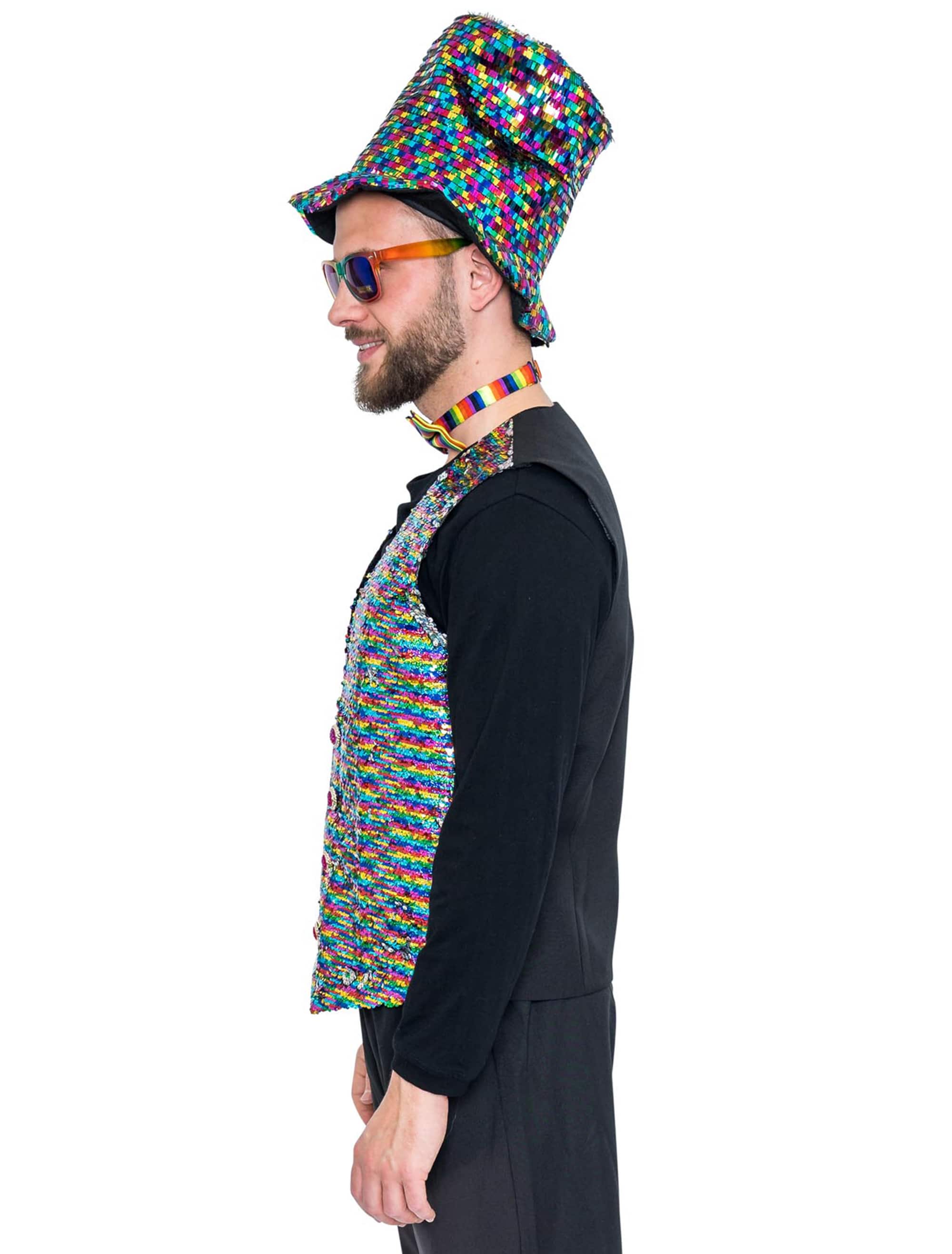Weste Wendepailletten Herren rainbow S/M