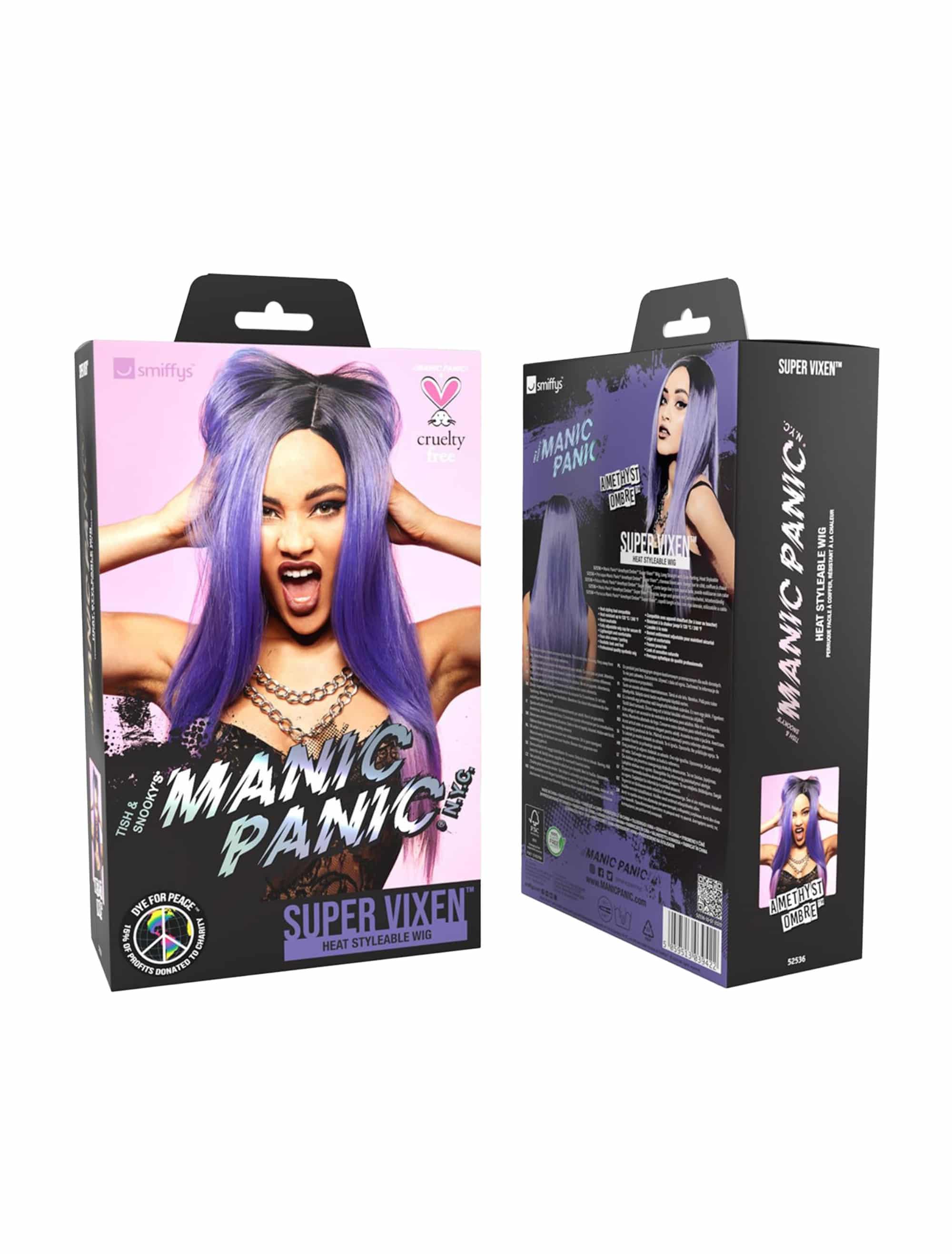 Perücke Langhaar glatt Balayage  lila