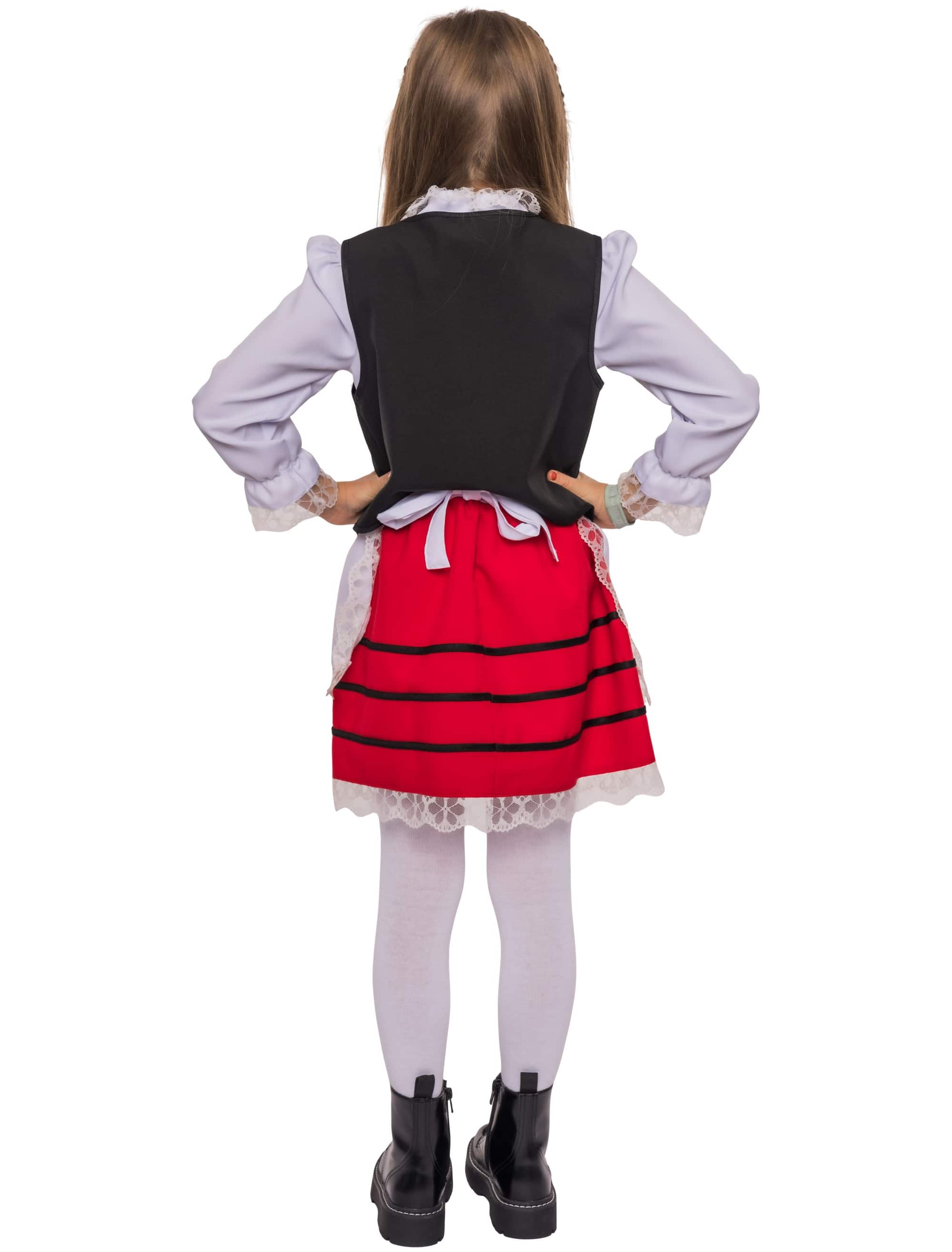 Bärbelchen 3-tlg. Mädchen schwarz/weiß/rot 128