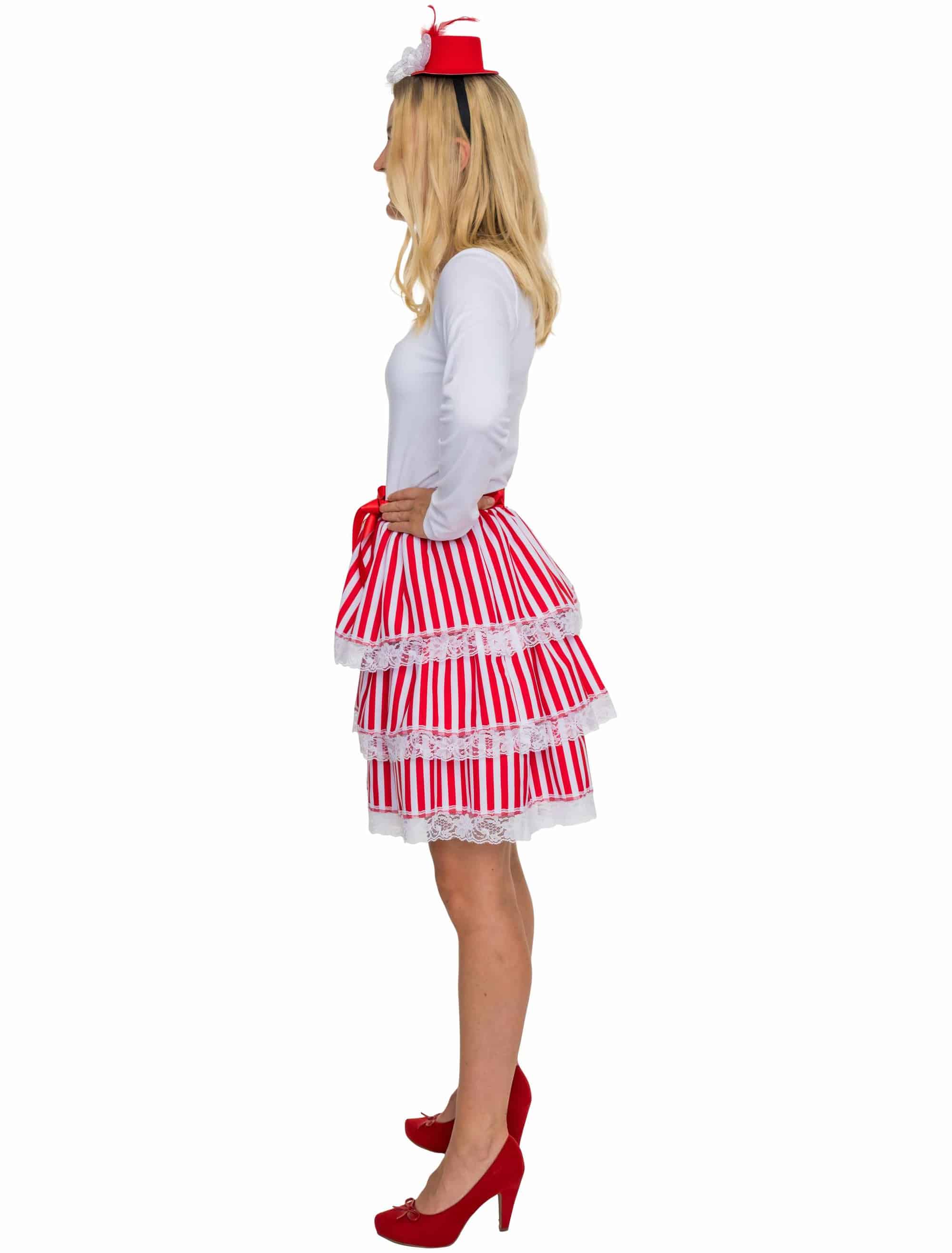 Rock mit Rüschen Gestreift Damen rot/weiß L/XL