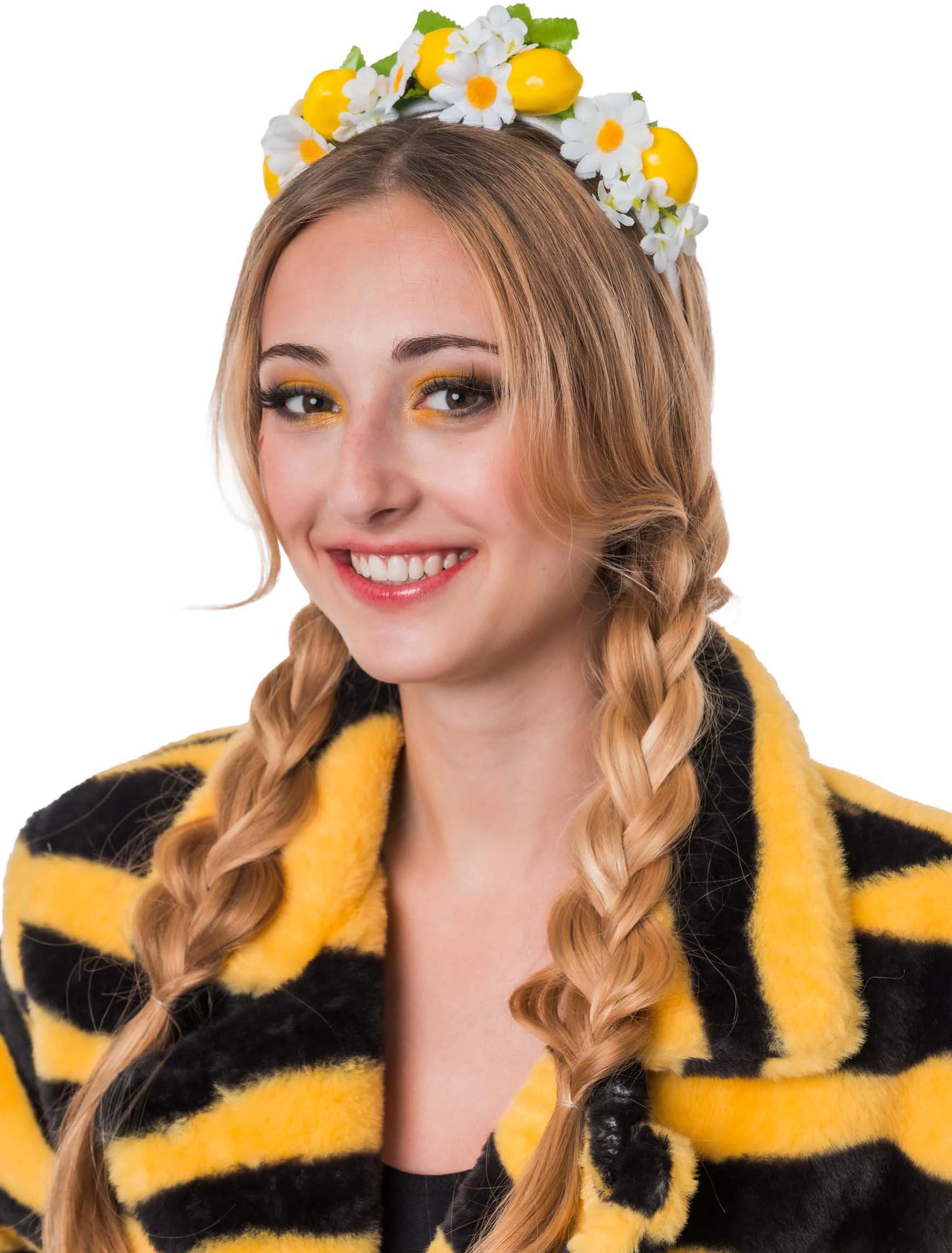 Haarreif Zitronen mit Blumen gelb/weiß