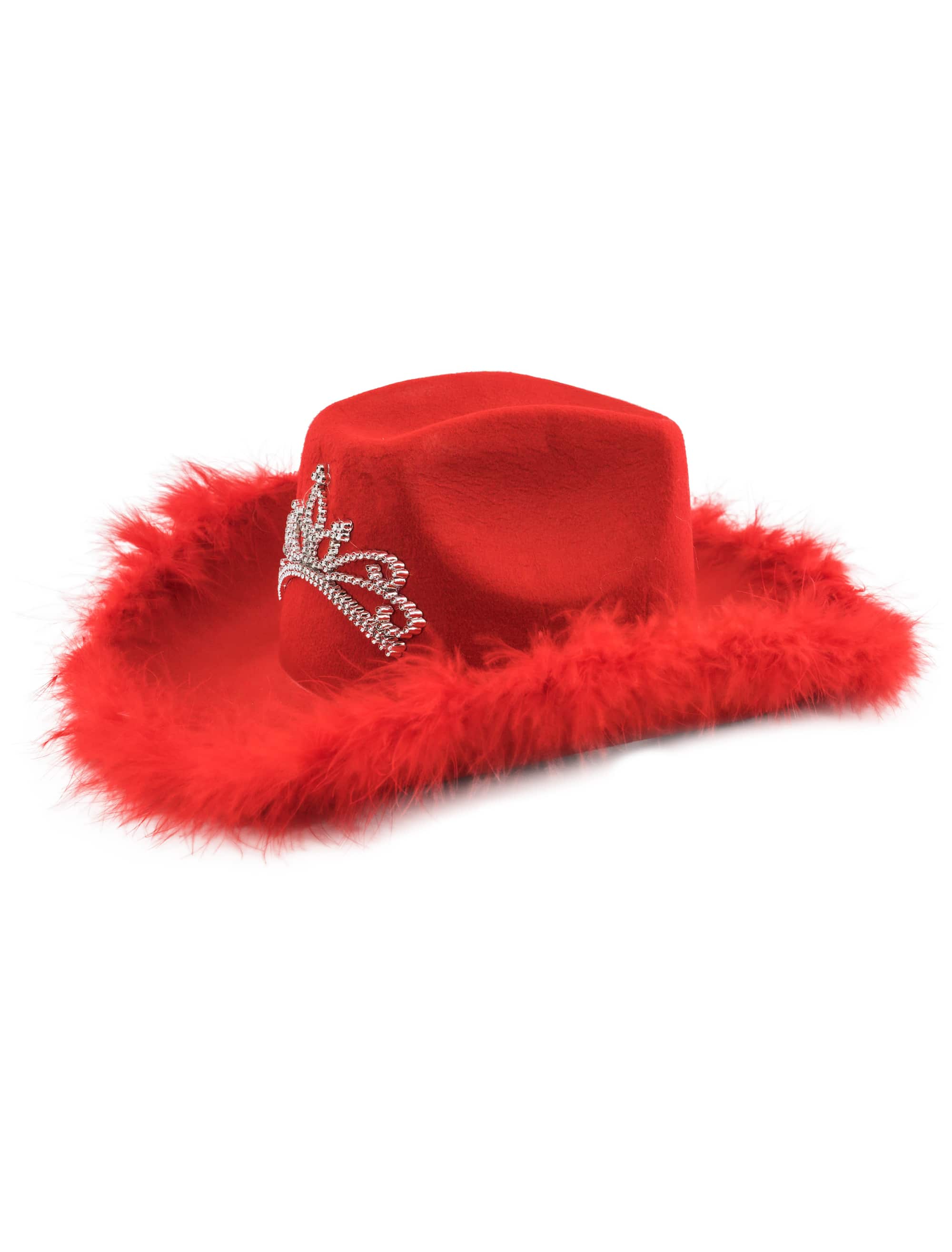 Cowgirlhut mit Marabu rot one size